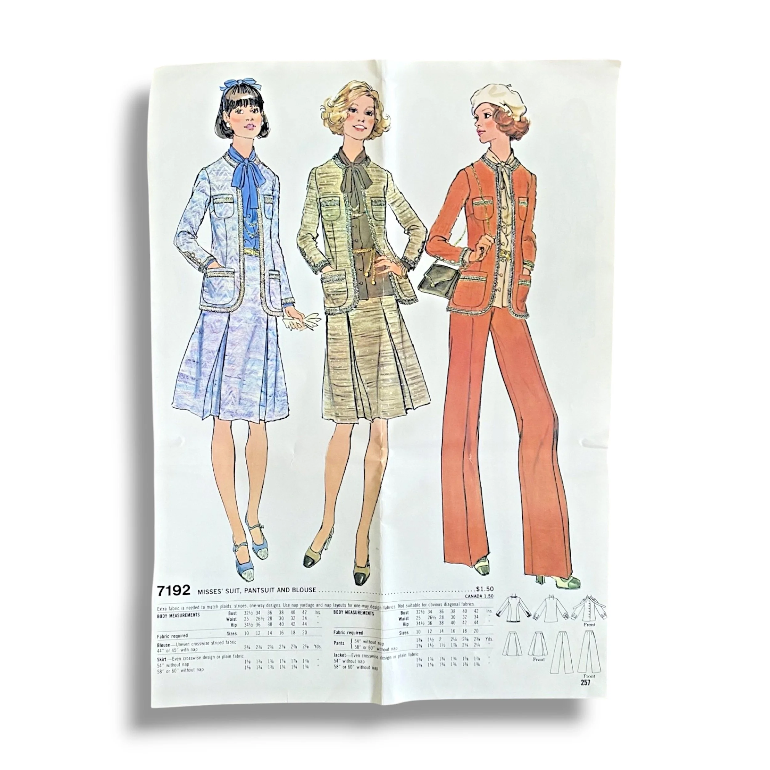 Simplicity 7192, 70s Suit:Pant:Blouse, Size 16:38, Factory Folded, Vintage Sewing Pattern1.jpg