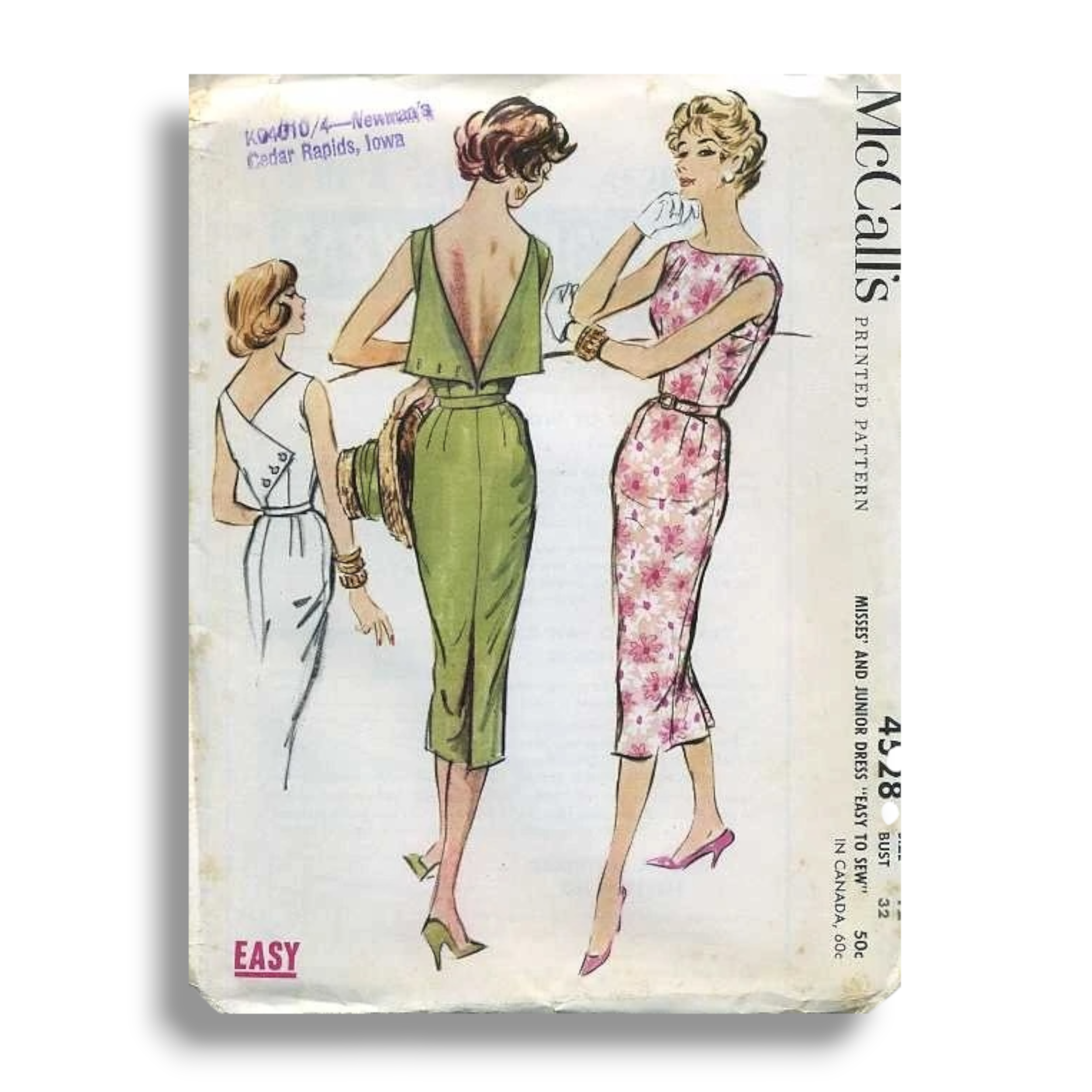 McCalls 4528, 50s Dress, Size 12:30, Cut & Complete, Vintage Sewing Pattern2.PNG
