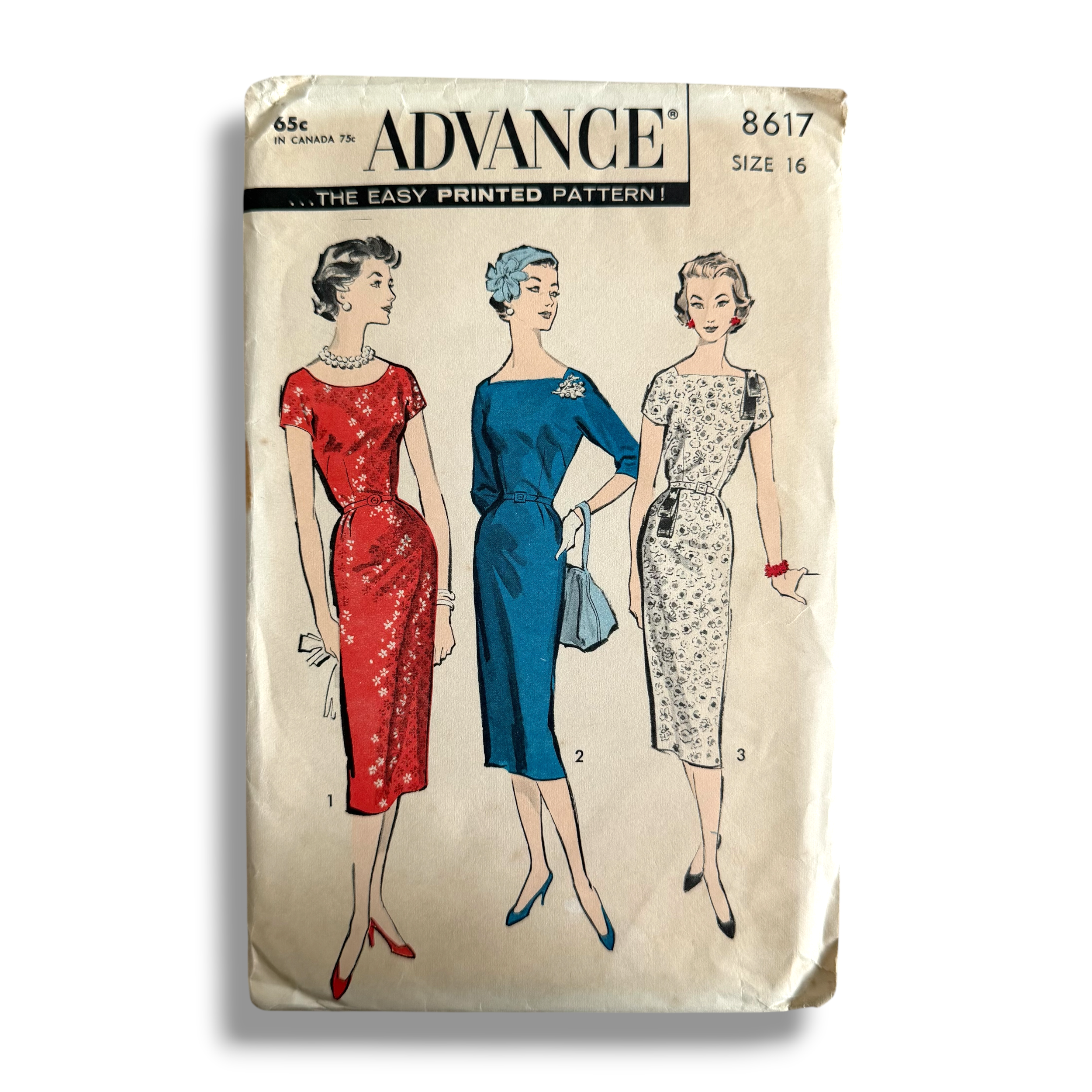 Advance 8617, 50s Dress, Size 16/36, Cut & Complete, Vintage Sewing Pattern