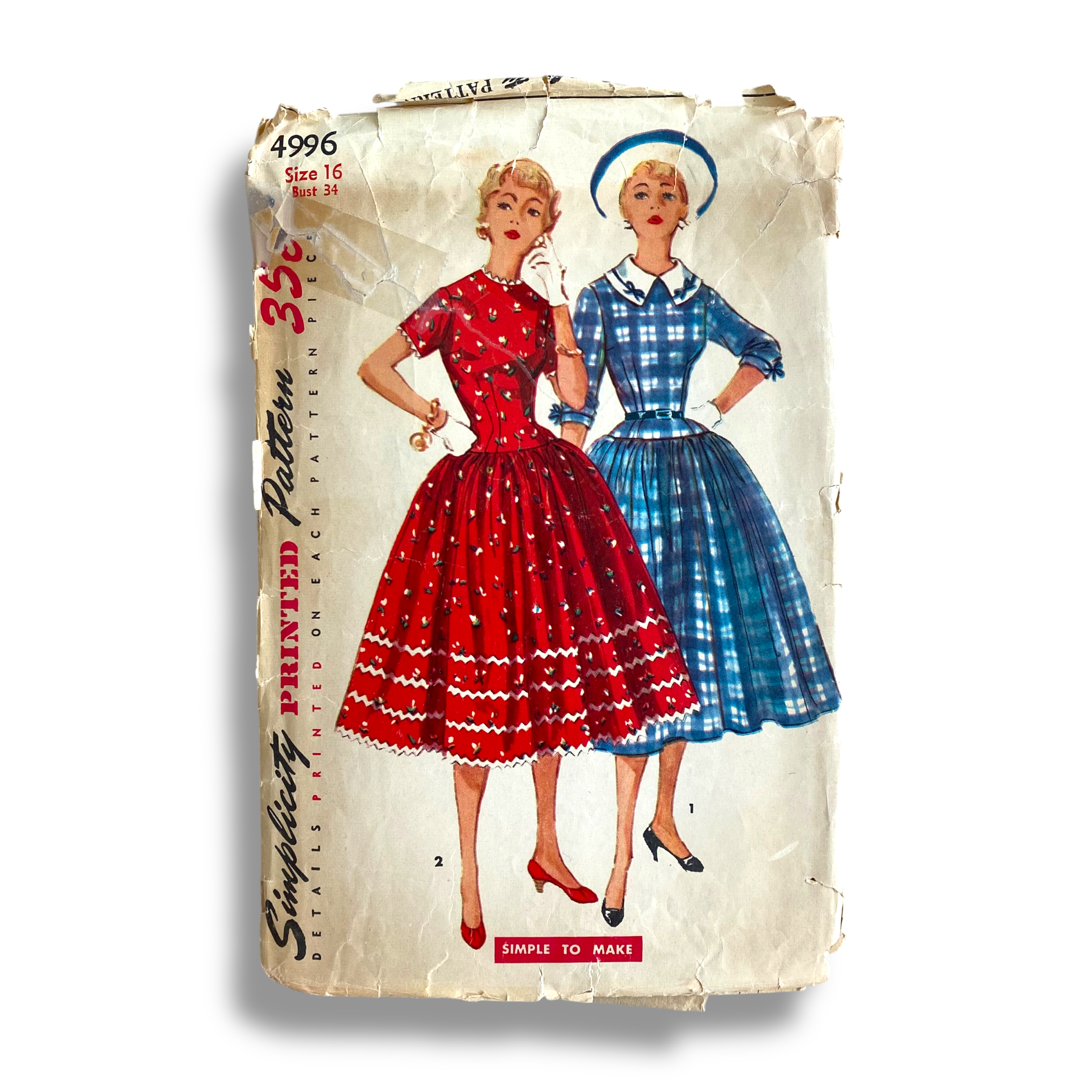 Simplicity 4996, 50s Dress, Size 16:34, Cut & Complete, Vintage Sewing Pattern1.png