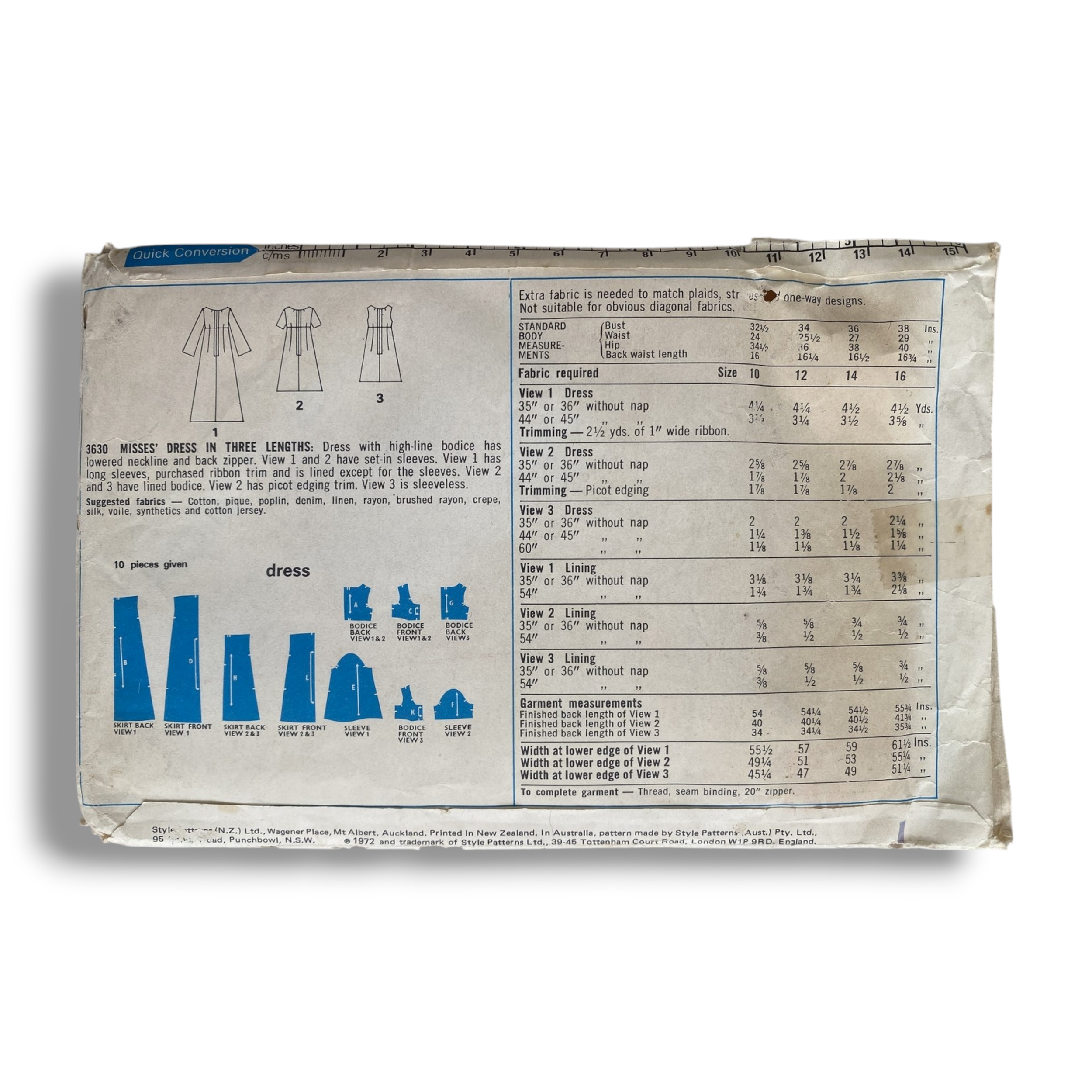 Style 3630, 70s Dress, Size 12:34, Factory Folded, Vintage Sewing Pattern.PNG