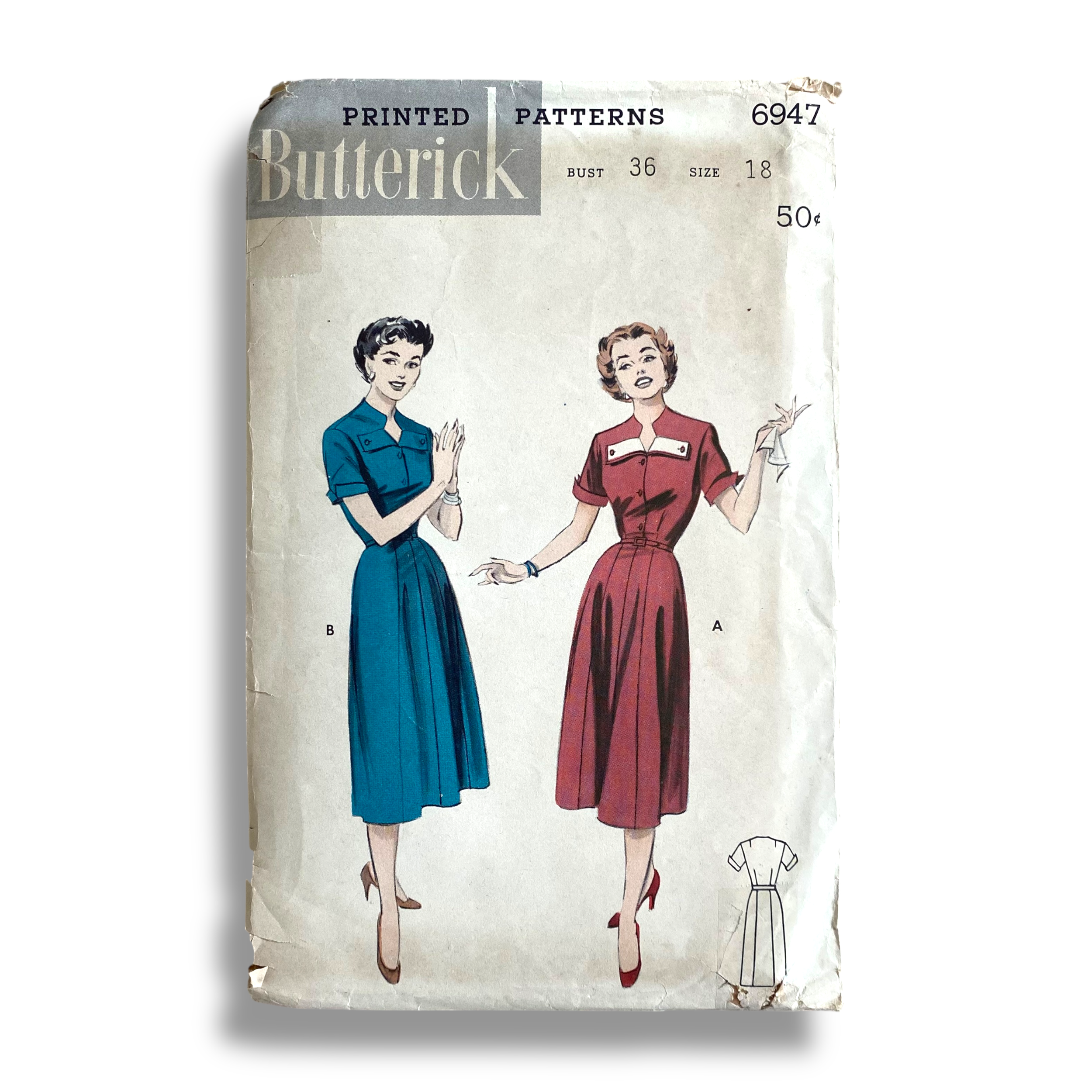 Butterick 6947, 50s Dress, Size 18:36, Cut & Complete, Vintage Sewing Pattern1.png