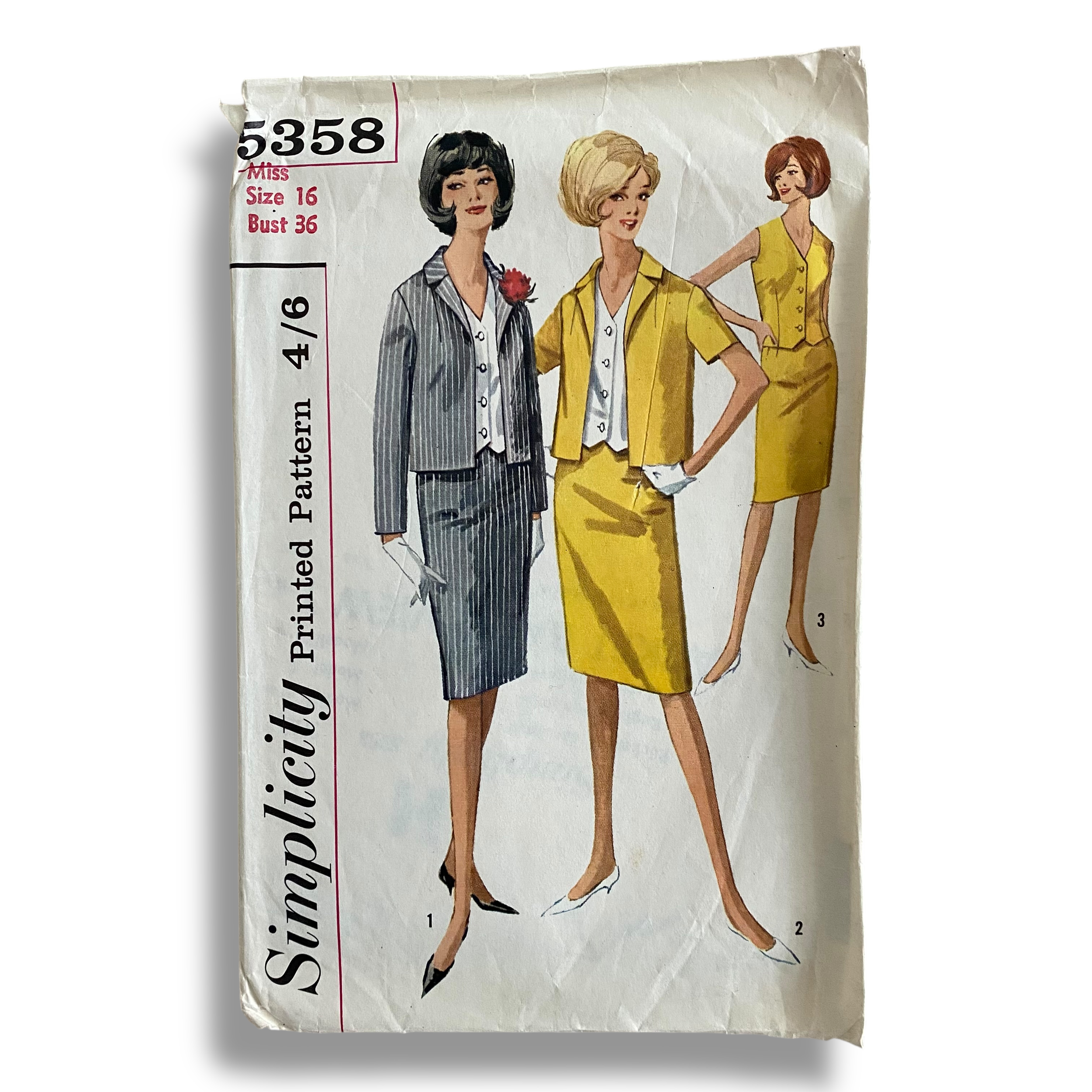 Simplicity 5358, 60s Suit/Blouse, Size 16/36, Cut & Complete, Vintage Sewing Pattern