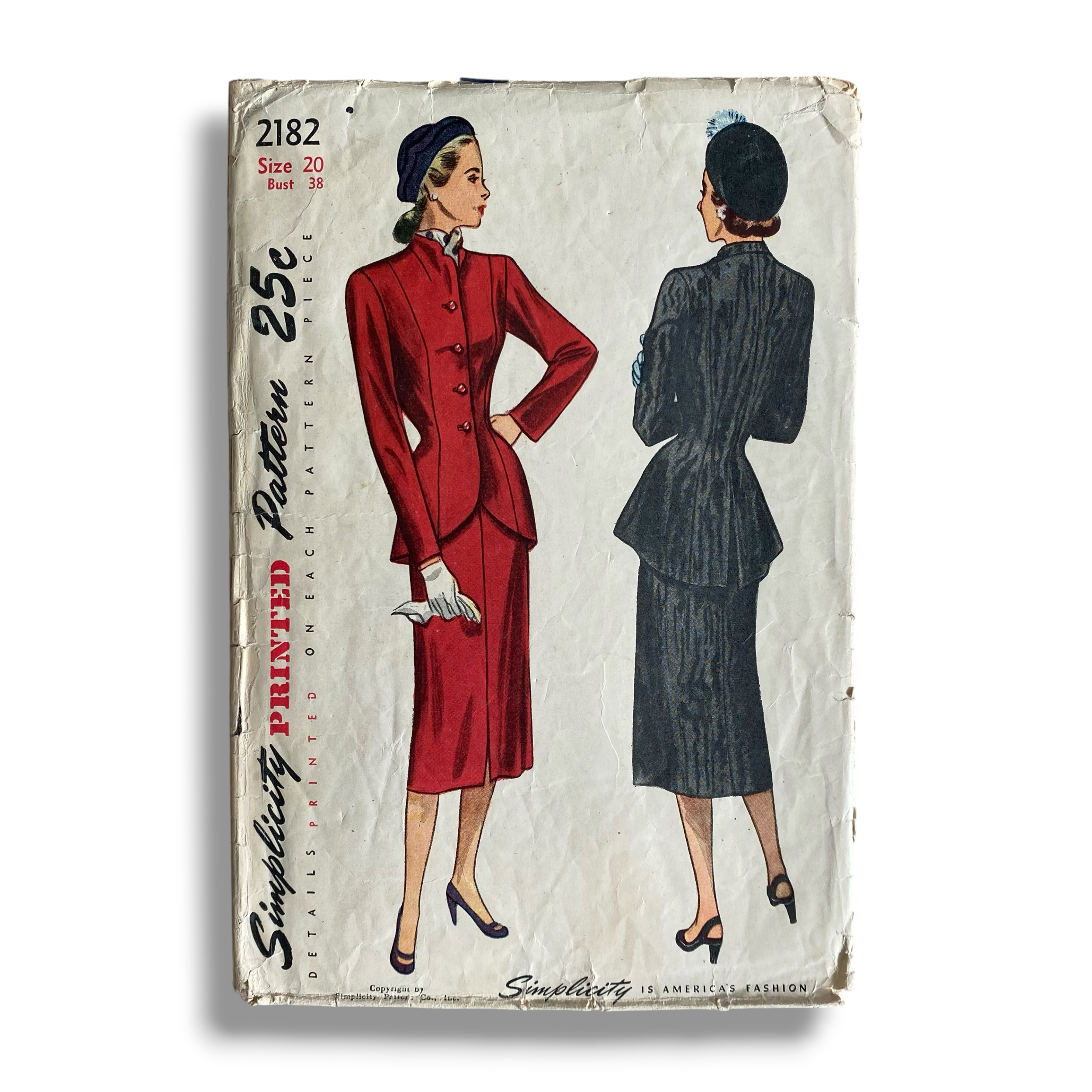Simplicity 1668, 40s Two-Piece Suit, Size 20/38, Cut & Complete, Vintage Sewing Pattern