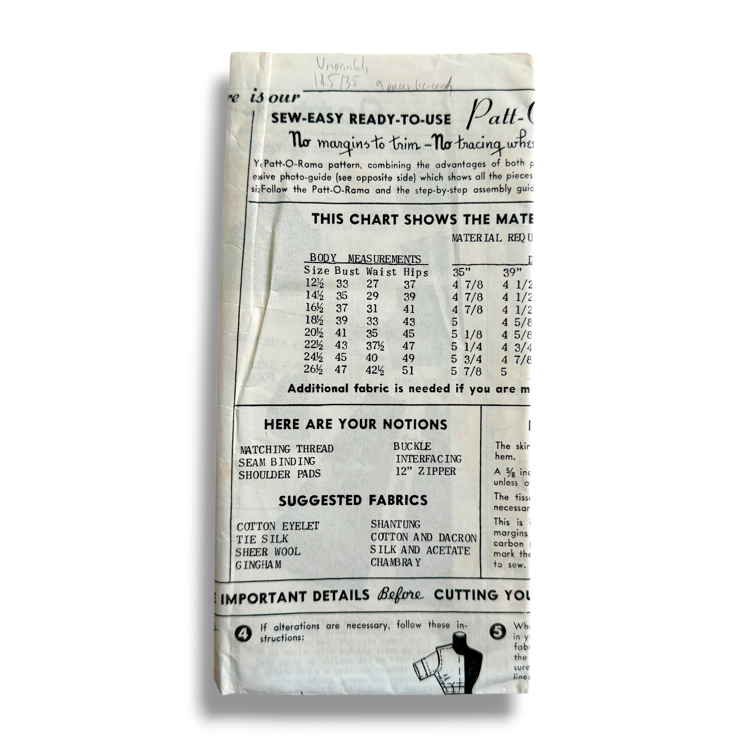 Patt-O-Rama 8223, 60s Shirtwaist Dress, Bust 35, Incomplete, Vintage Sewing Pattern 4.PNG
