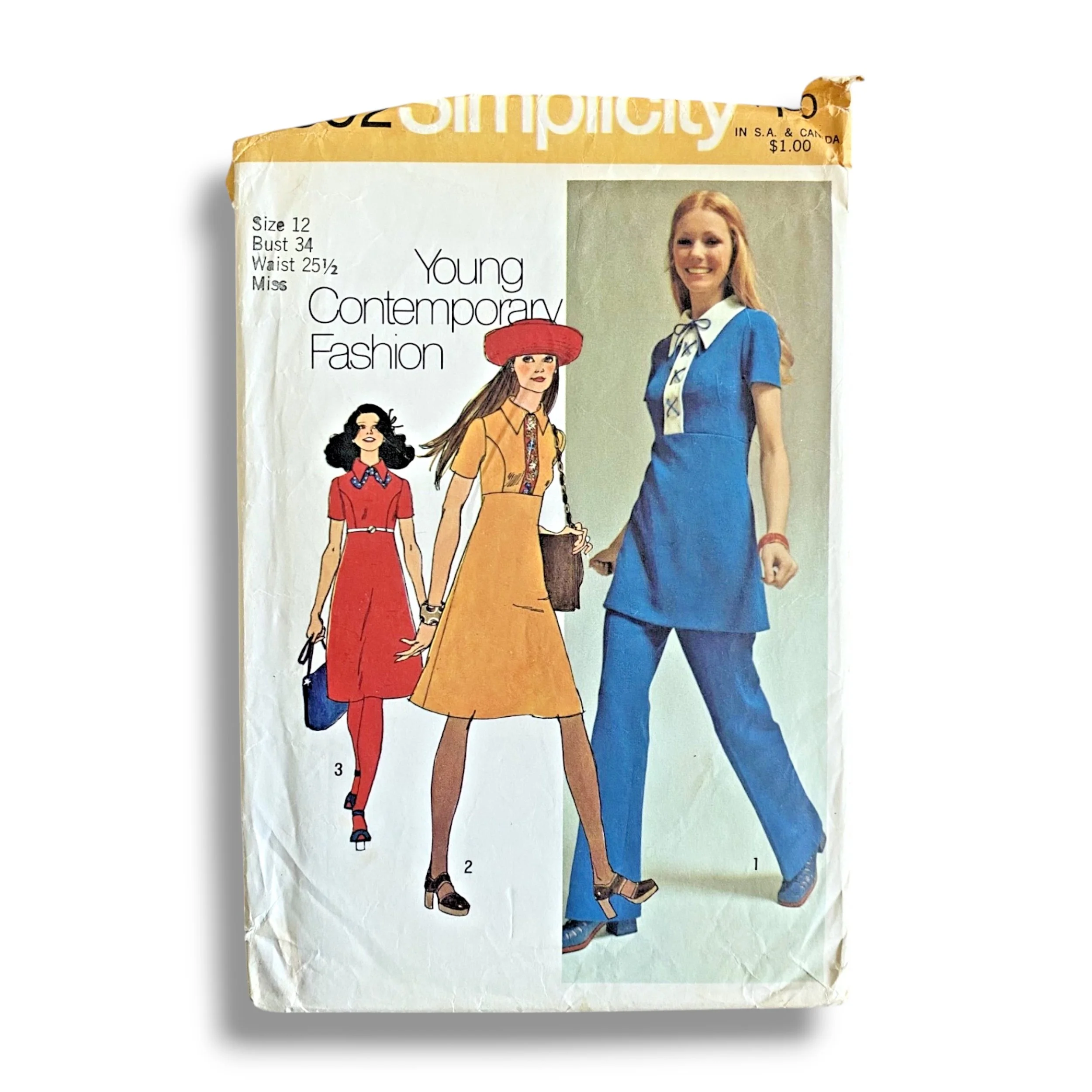 Simplicity 9502, 70s Dress:Tunic:Pant, Size 12:34, Cut & Complete, Vintage Sewing Pattern.jpg