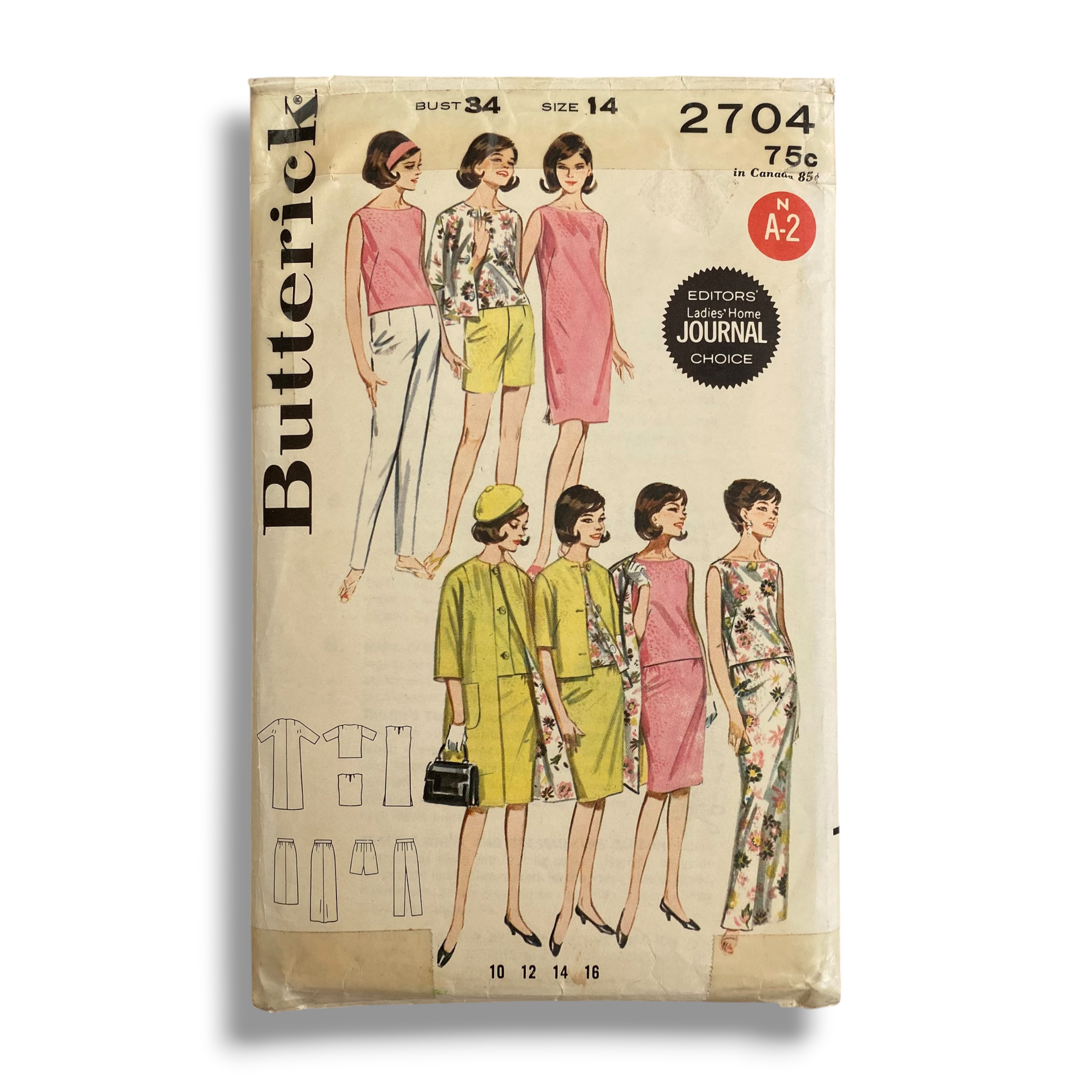Butterick 2704, 60s Wardrobe Separates, Size 14/34, Cut & Complete, Vintage Sewing Pattern