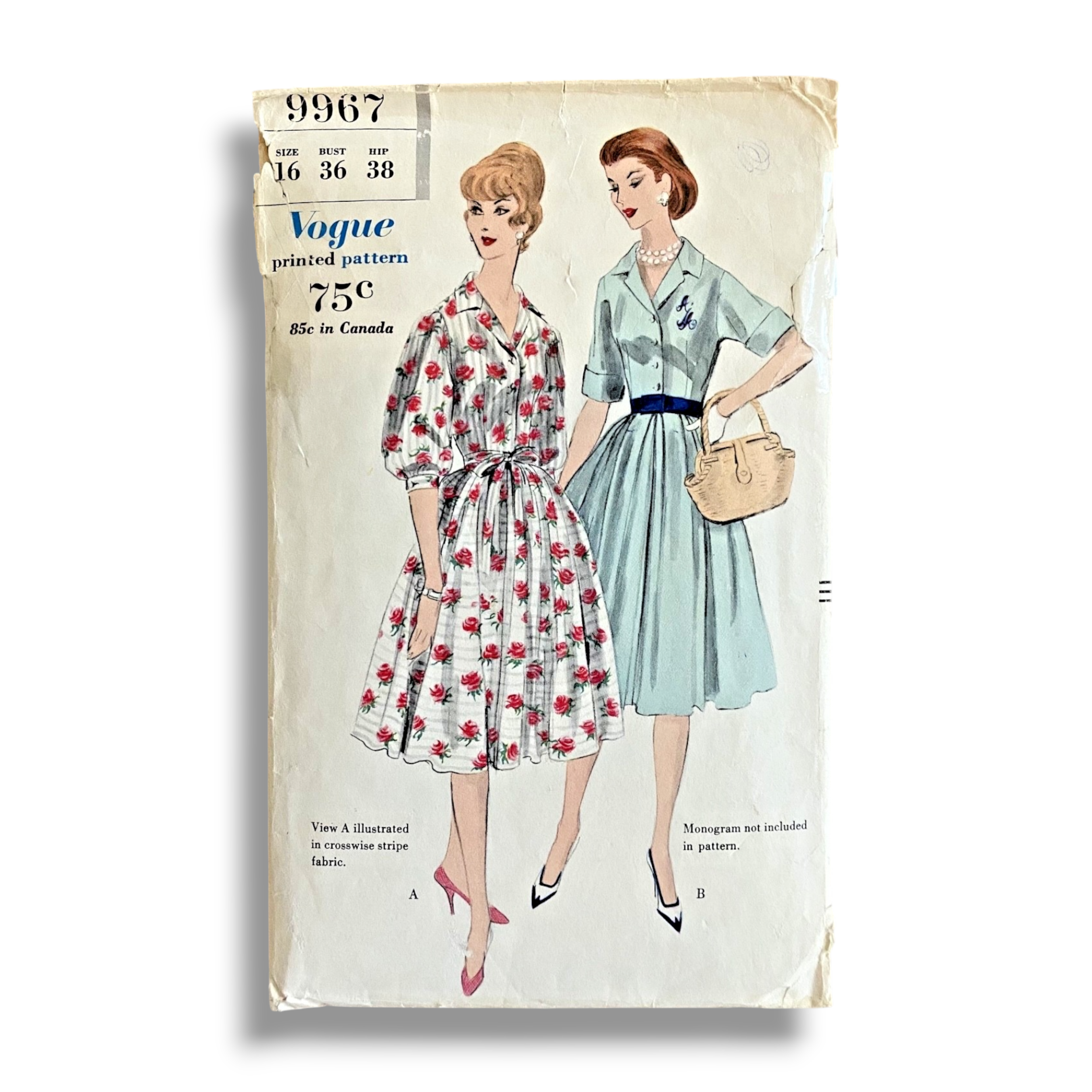 Vogue 9967, 60s Dress, Size 16/36/38, Cut, Vintage Sewing Pattern
