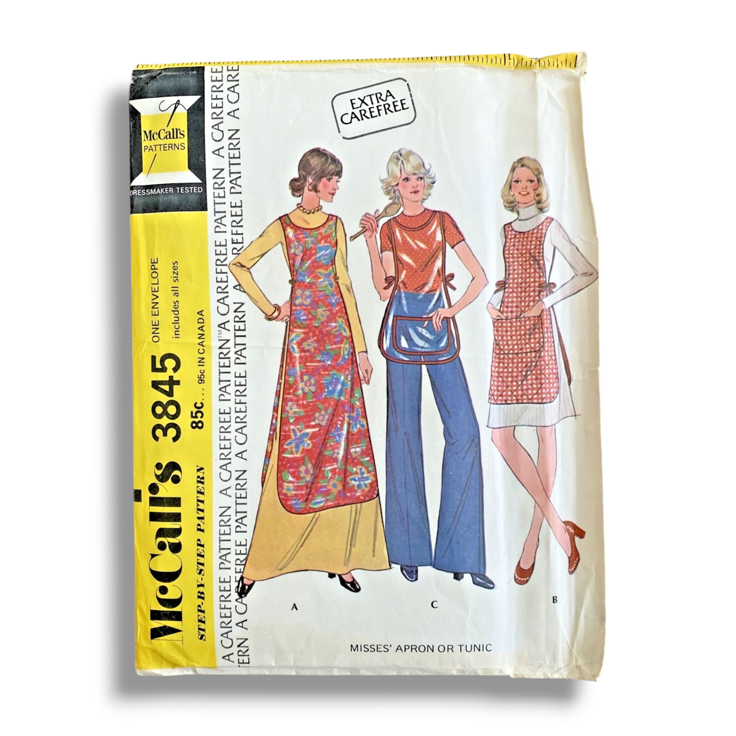 McCalls 3845, 70s Apron:Tunic, Multi-size, Factory Folded, Vintage Sewing Pattern.PNG