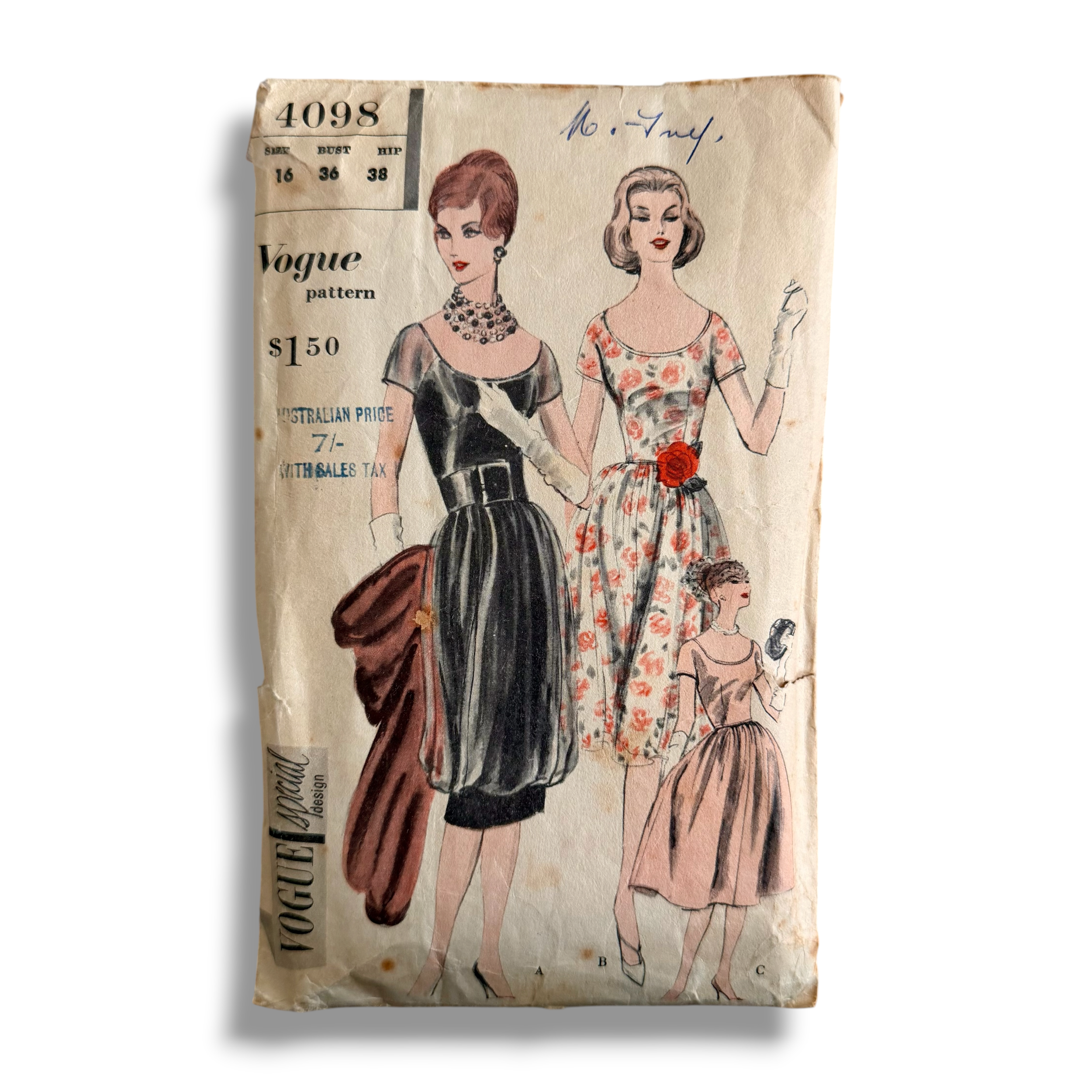 Vogue 4098, 60s Dress, Size 16 Bust 36 Hip 38, Cut & Complete, Vintage Sewing Pattern0.PNG