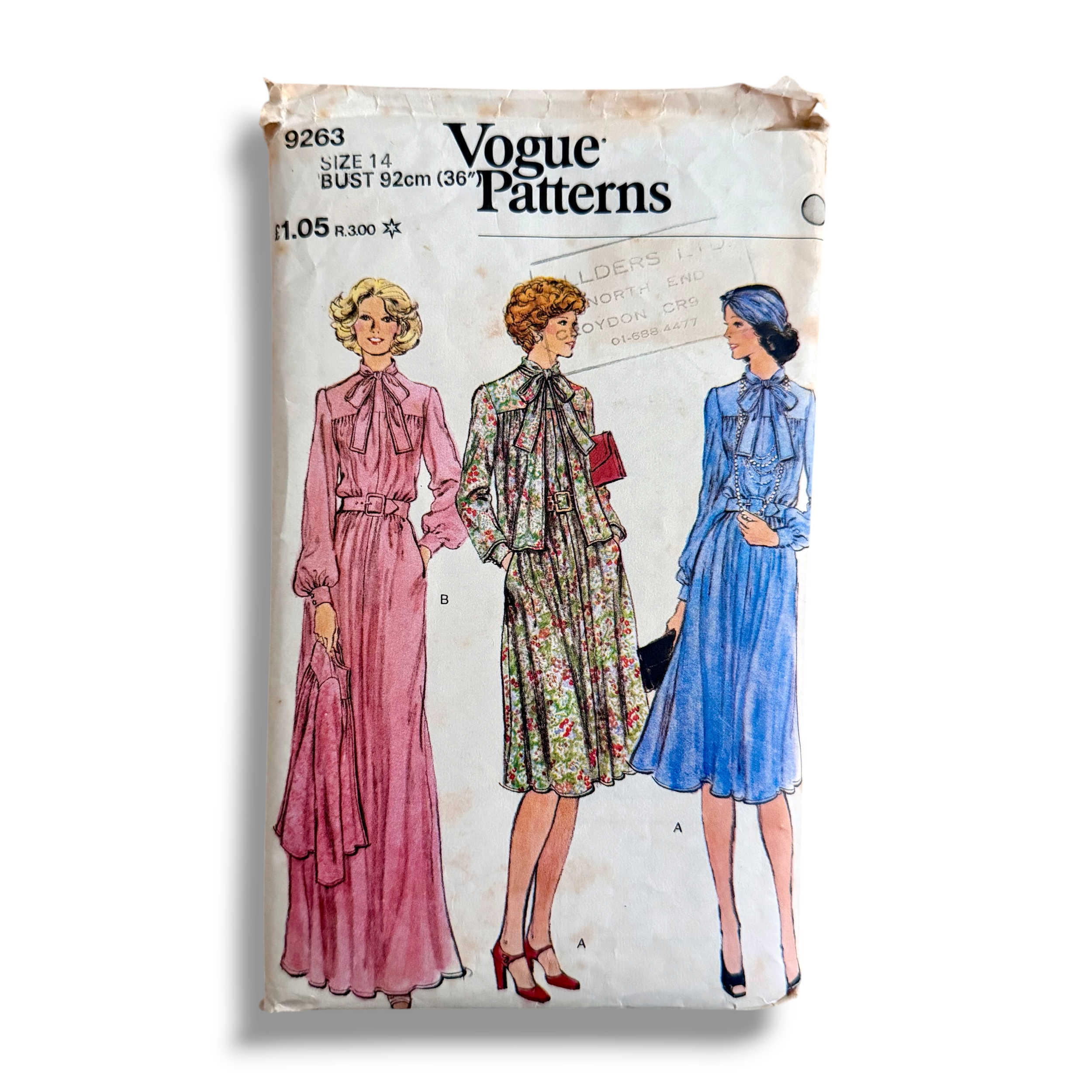 Vogue 9263, 70s Dress & Jacket, Size 14 Bust 36, Cut & Complete, Vintage Sewing Pattern