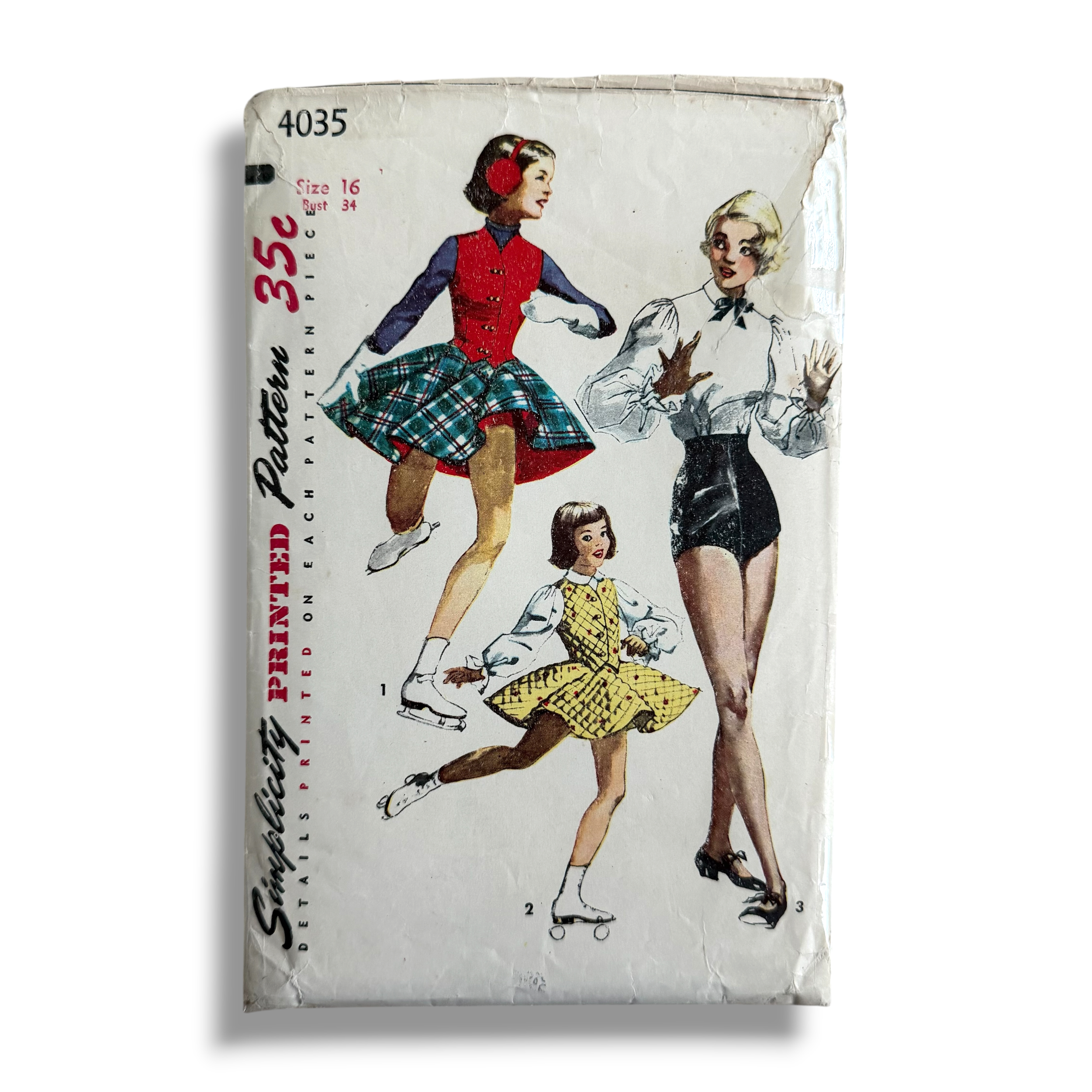 Simplicity 4035, 50s Teen Tap Dance Trunks, Blouse & Skating Outfit, Size 16 Bust 34, Cut & Complete, Vintage Sewing Pattern
