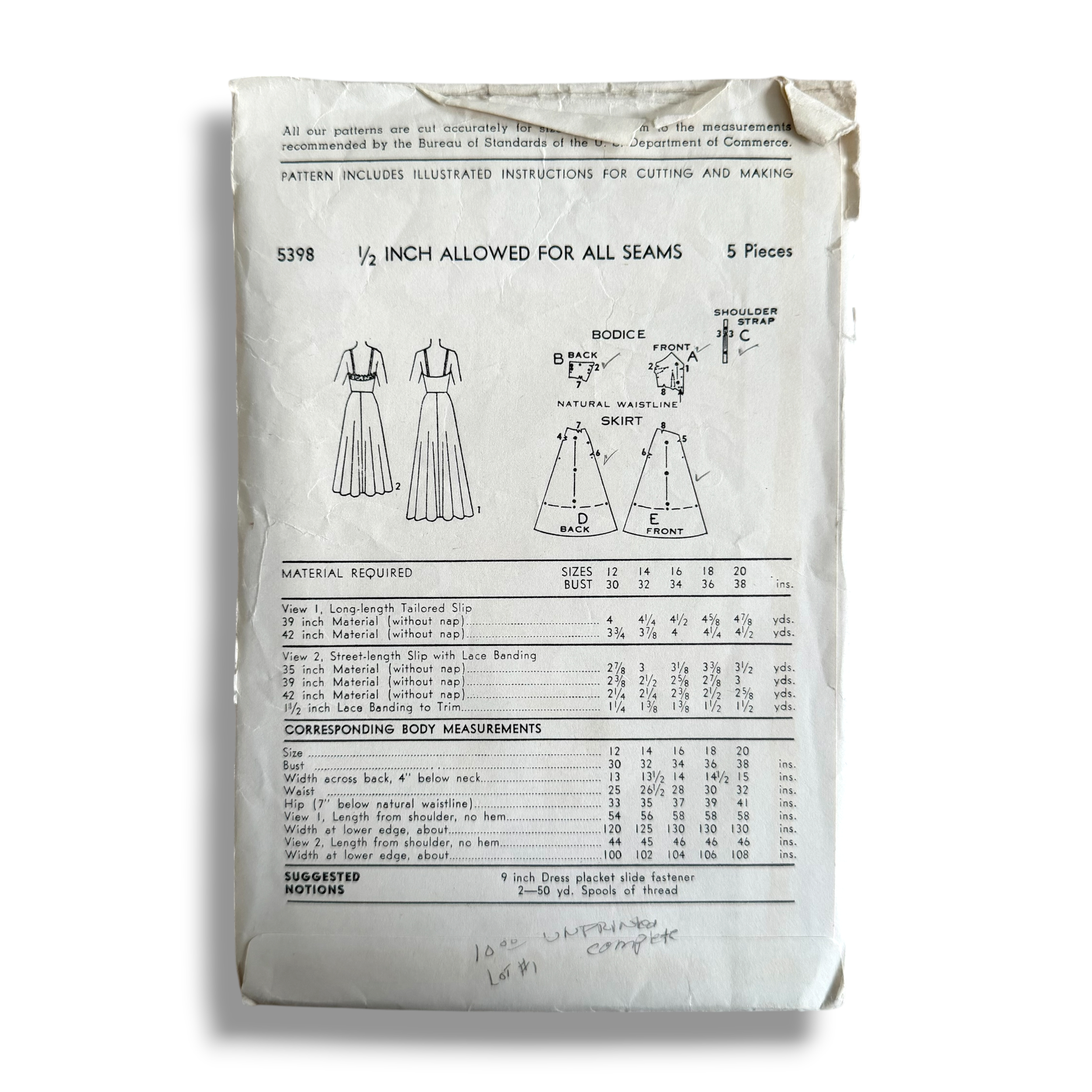 Advance 5398 50s Slip Dress, Size 12:30:33, Cut & Complete, Vintage Sewing Pattern1.PNG
