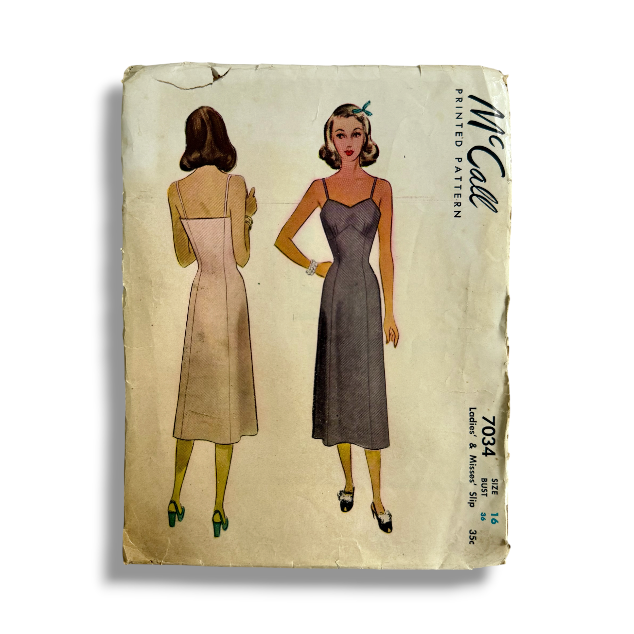 McCall 7034, 40s Slip, Size 16 Bust 36, Incomplete, Vintage Sewing Pattern1.PNG