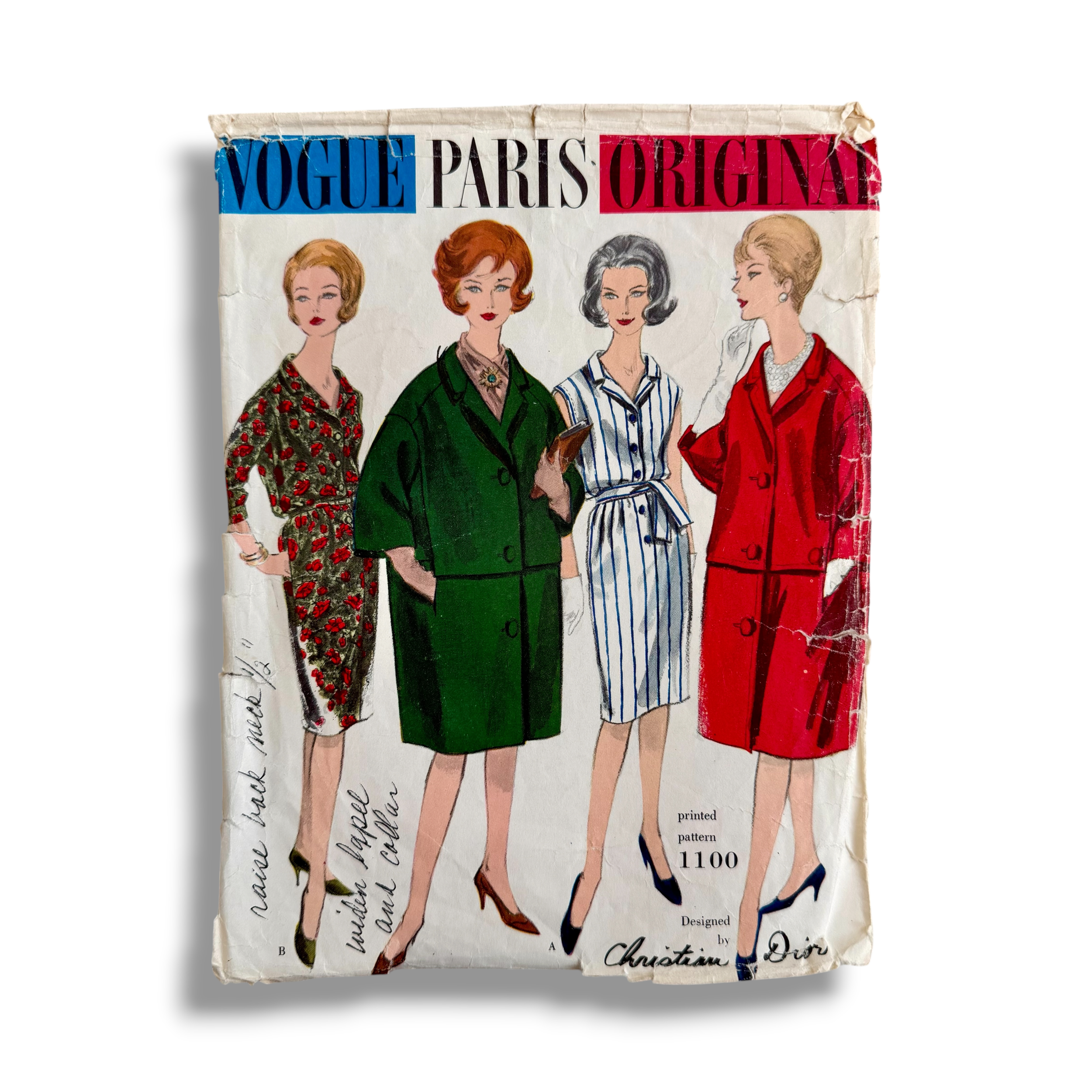 Vogue Paris Original 1100 – Christian Dior, 60s Dress & Coat, Size 10 Bust 31, Cut & Complete, Vintage Sewing Pattern