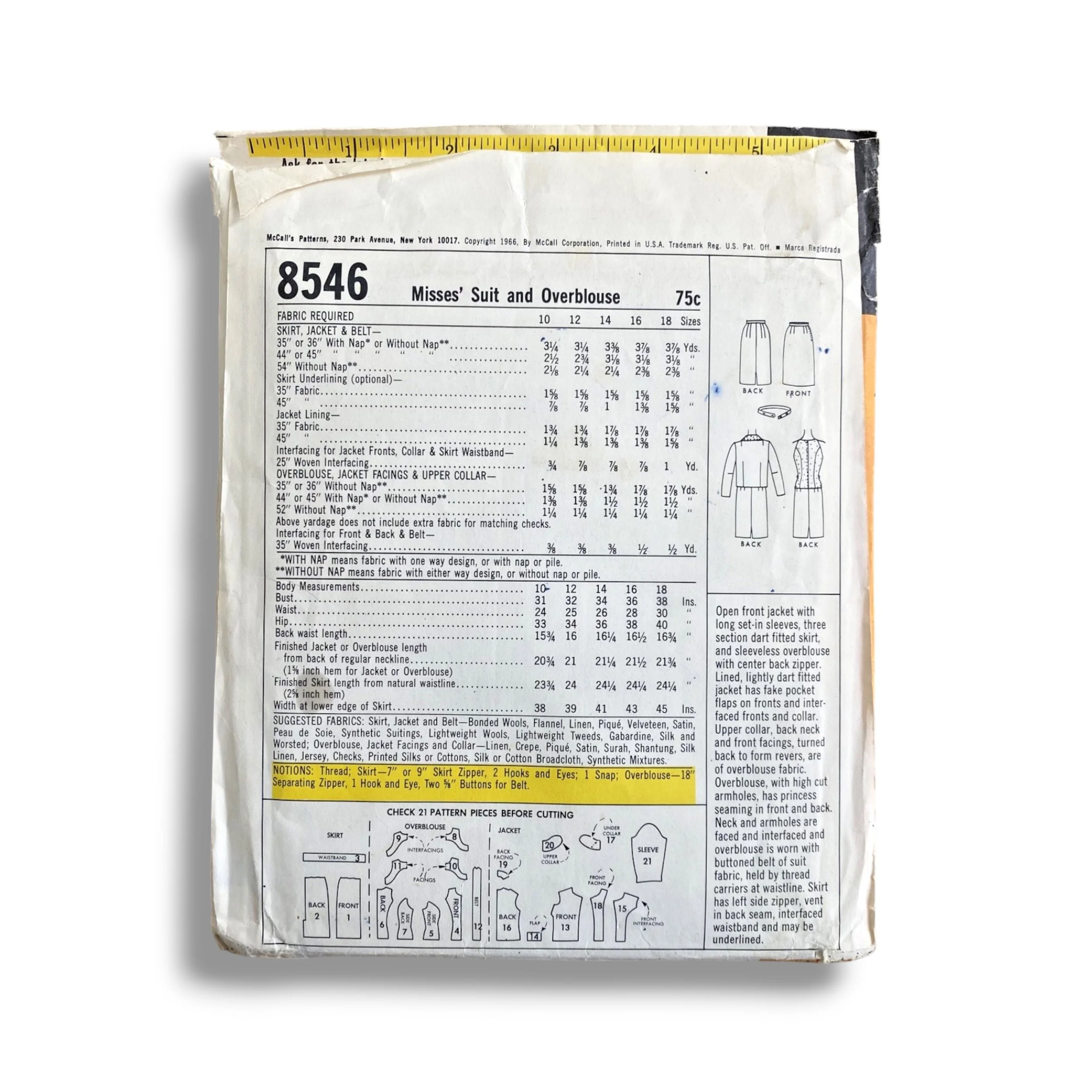 McCalls 8546, 60s Suit, Size 14:34, Factory Folded, Vintage Sewing Pattern1.jpg