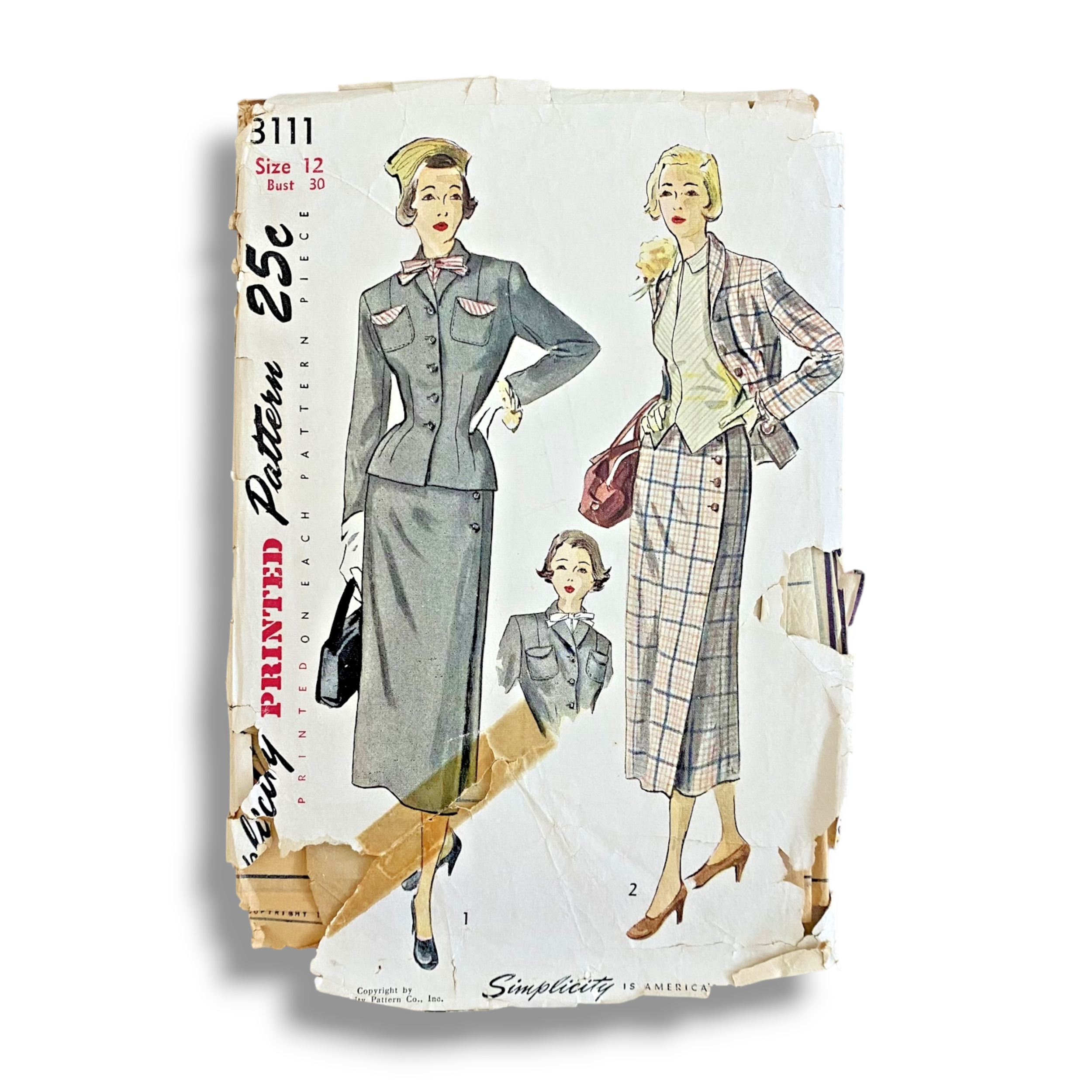 Simplicity 3111, 40s Suit/Gilet, Size 12/30, Cut & Complete, Vintage Sewing Pattern