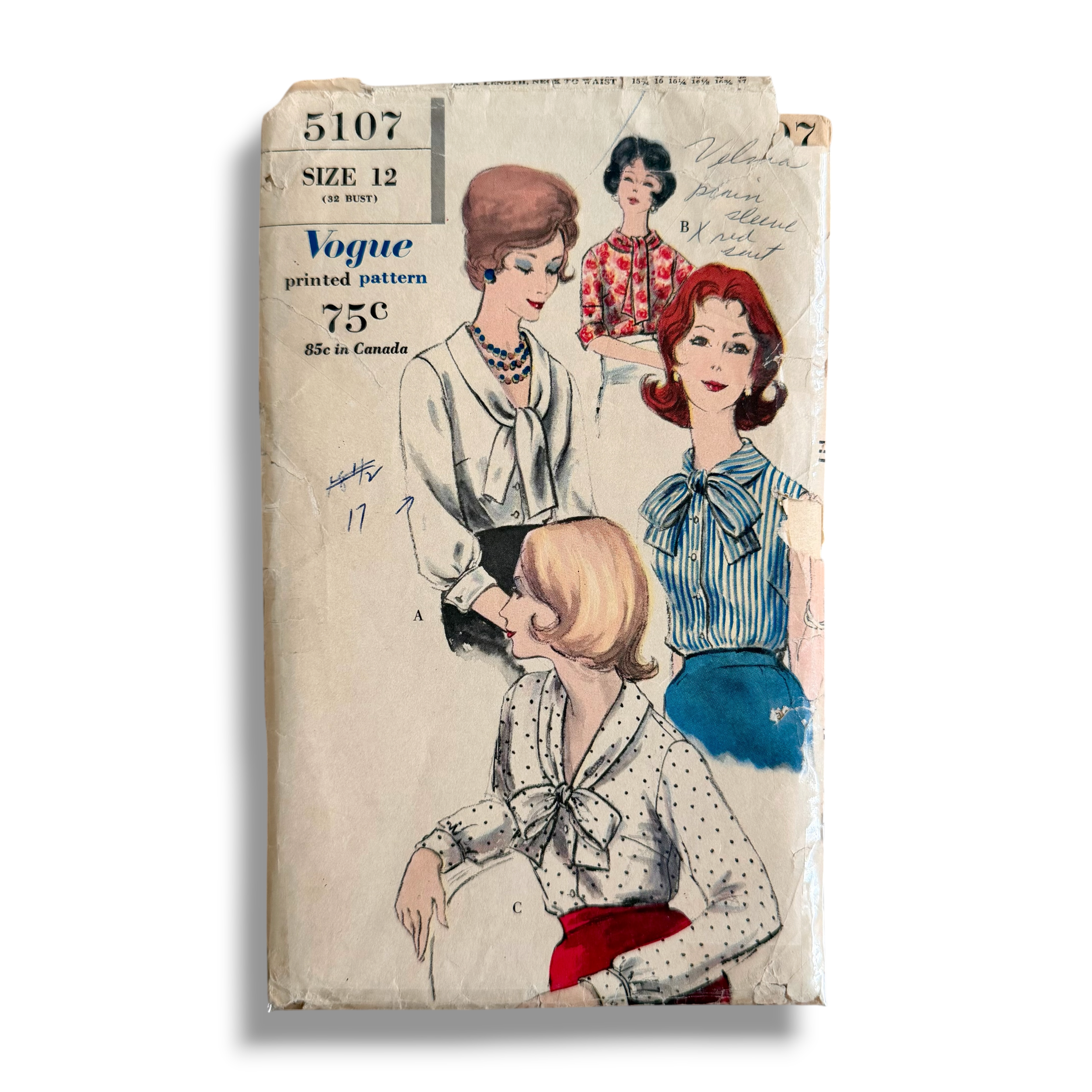 Vogue 5107, 60s Blouses, Size 12 Bust 32, Cut & Complete, Vintage Sewing Pattern0.PNG