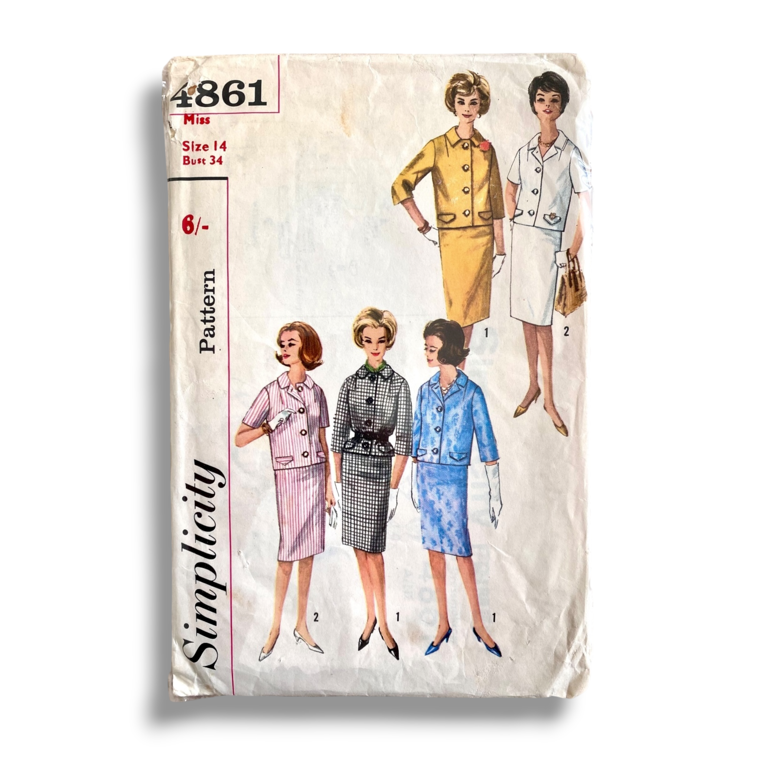 Simplicity 4861, 60s Suit, Size 14/34, Cut & Complete, Vintage Sewing Pattern