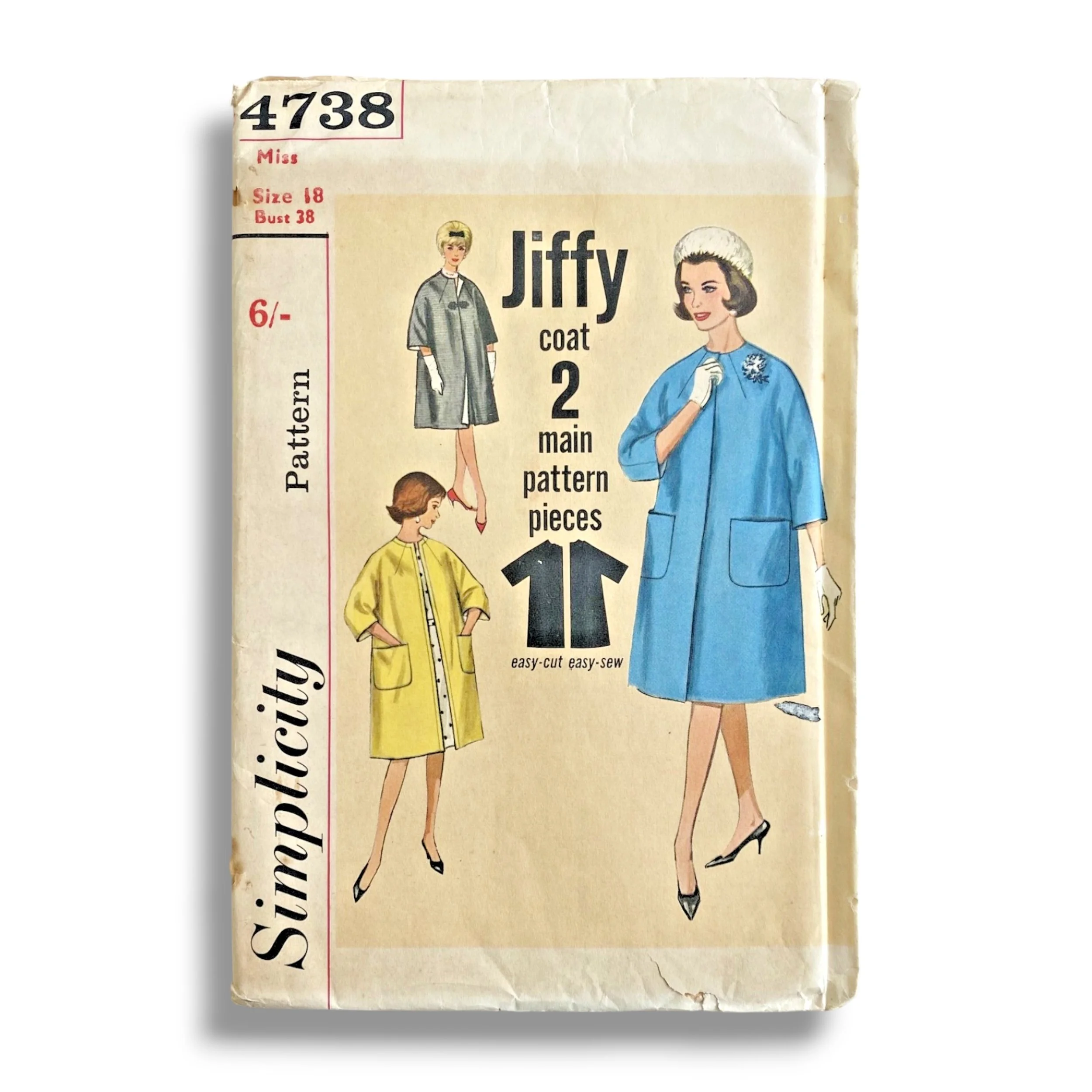 Simplicity 4738, 60s Coat, Size 18:38, Factory Folded, Vintage Sewing Pattern.jpg