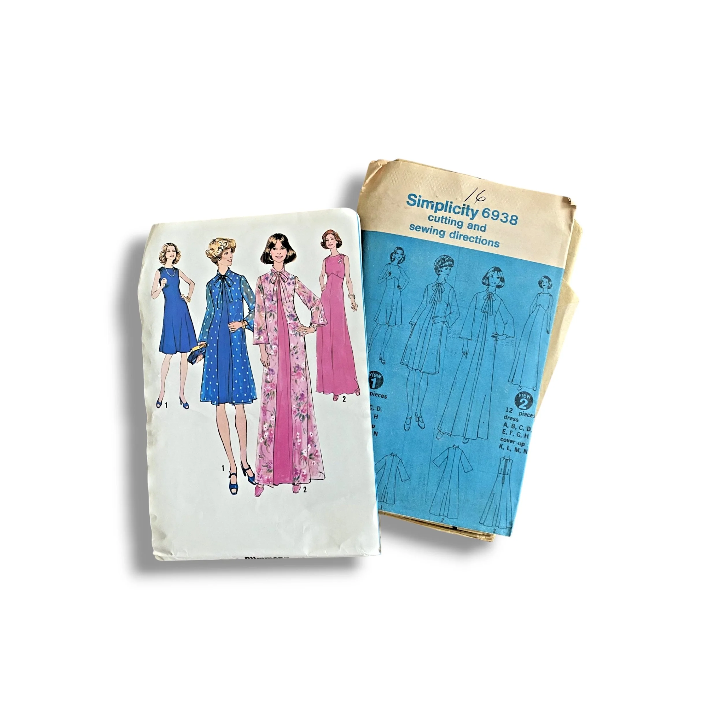 Simplicity 6938, 70s Dress:Cover-up, Size 16:38, Cut & Complete, Vintage Sewing Pattern1.jpg