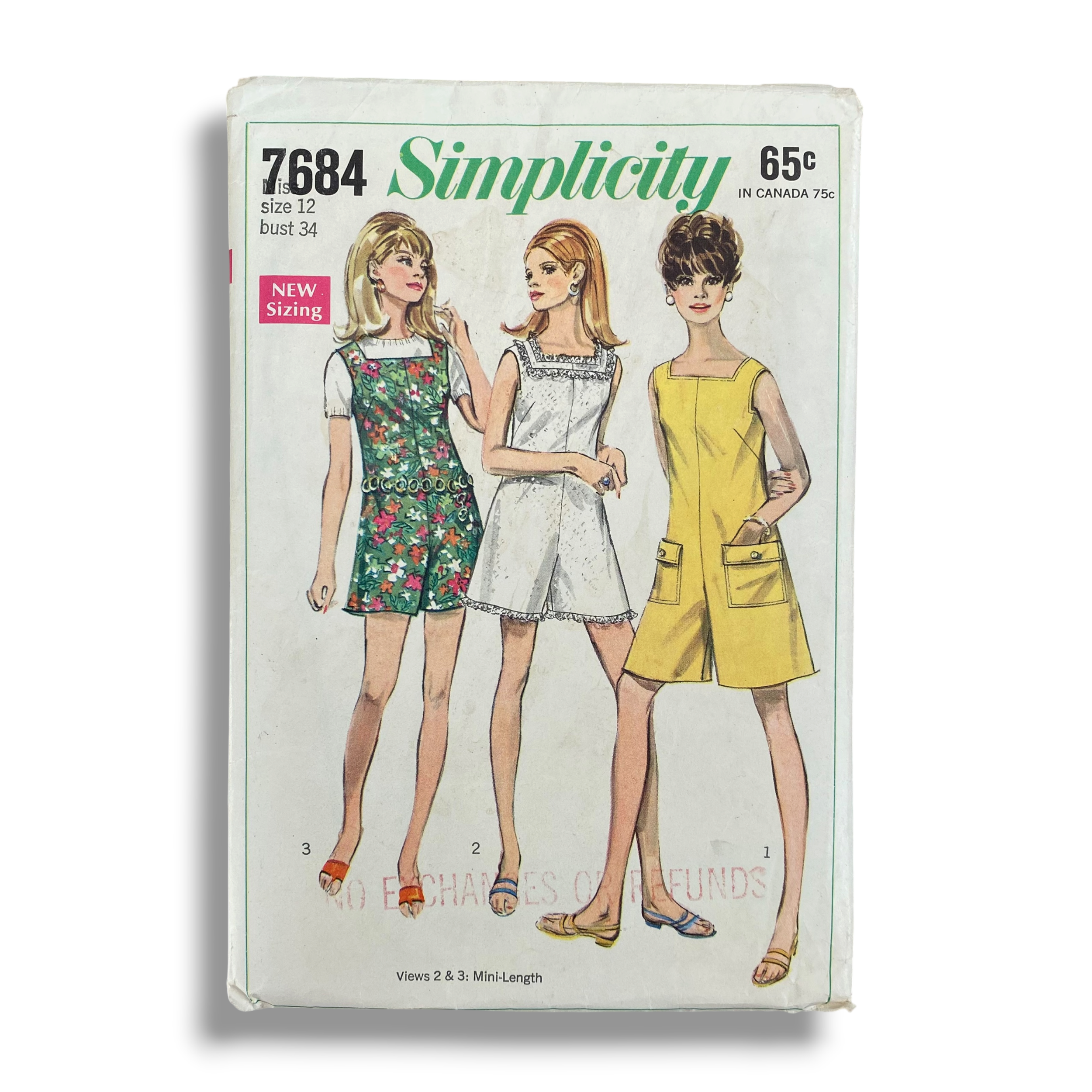 Simplicity 7684, 60s Pantdress or Pantjumper, Size 12/34, Cut & Complete, Vintage Sewing Pattern