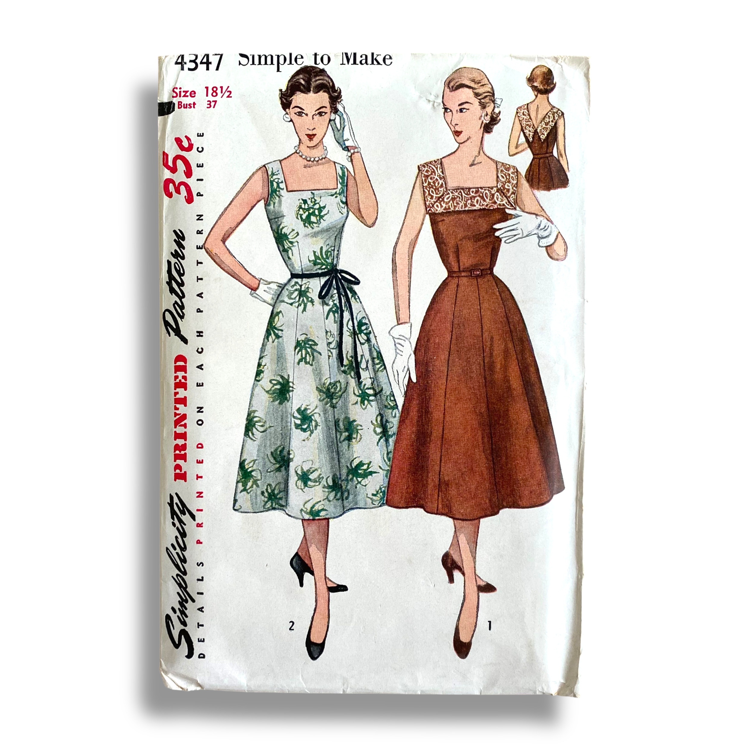Simplicity 4347, 50s Dress, Size 18.5:37, Cut & Complete, Vintage Sewing Pattern1.png
