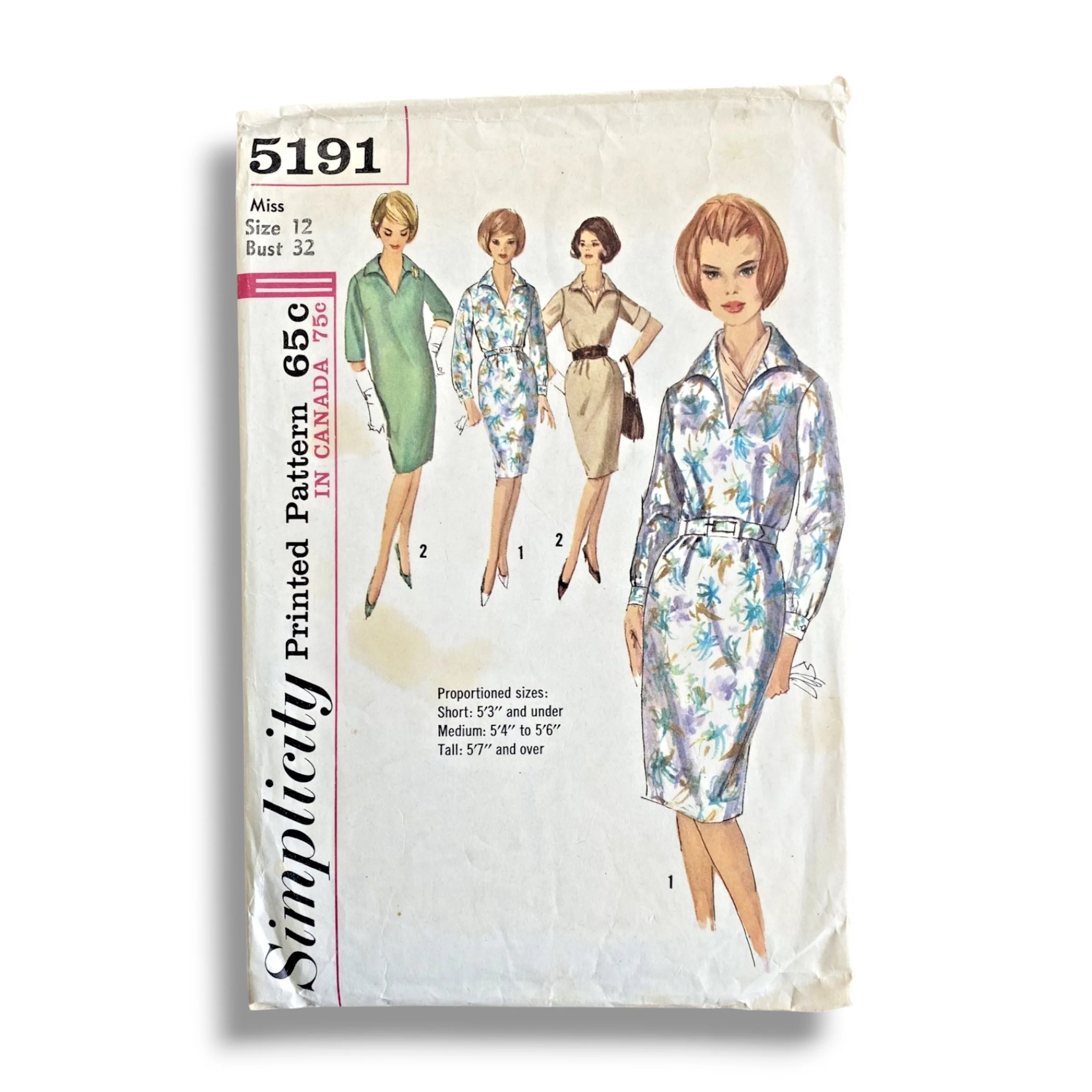 Simplicity 5191, 60s Proportioned Dress, Size 12:32, Cut & Complete, Vintage Sewing Pattern.jpg