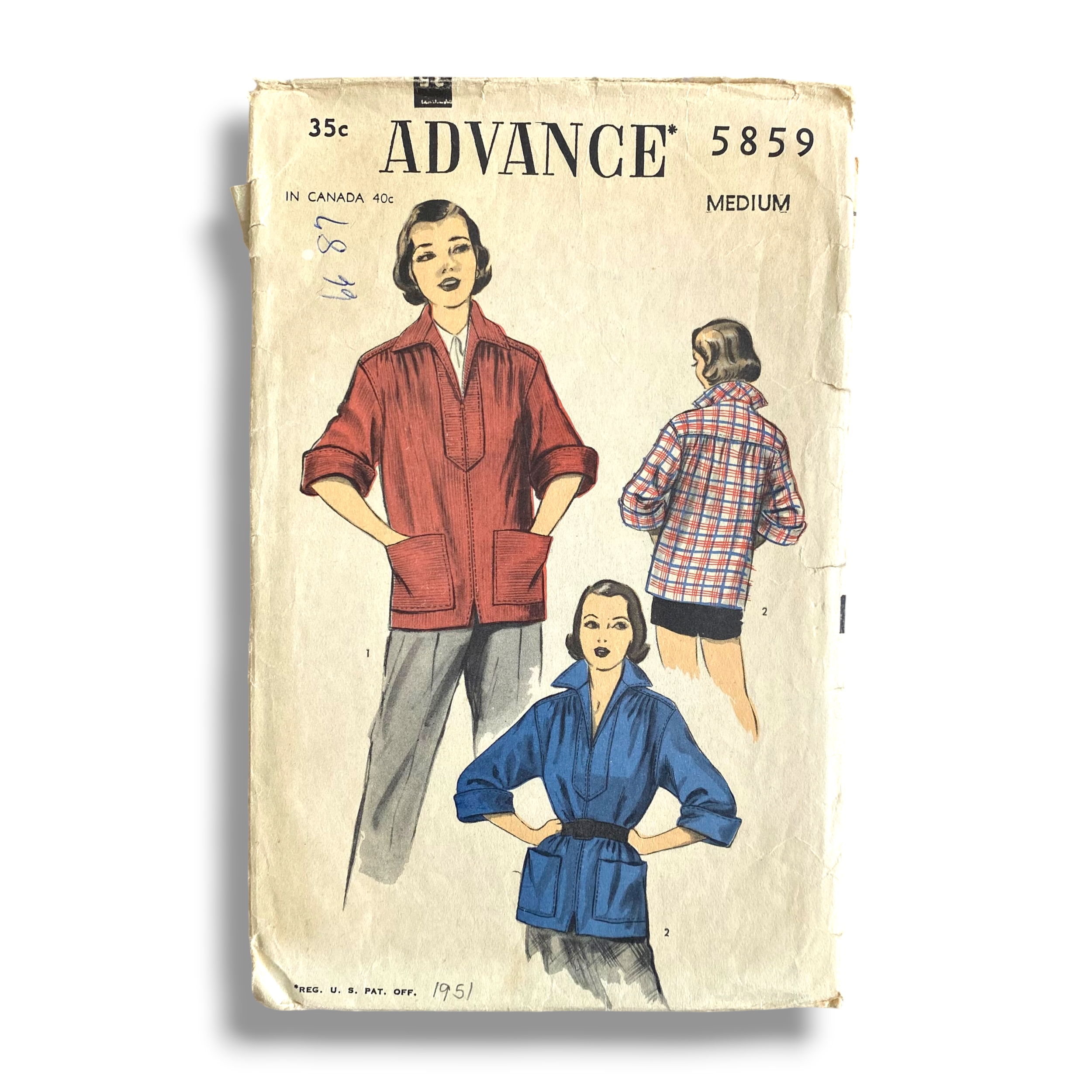 Advance 5895, 50s Blouse, Size Medium, Cut, Vintage Sewing Pattern0.PNG