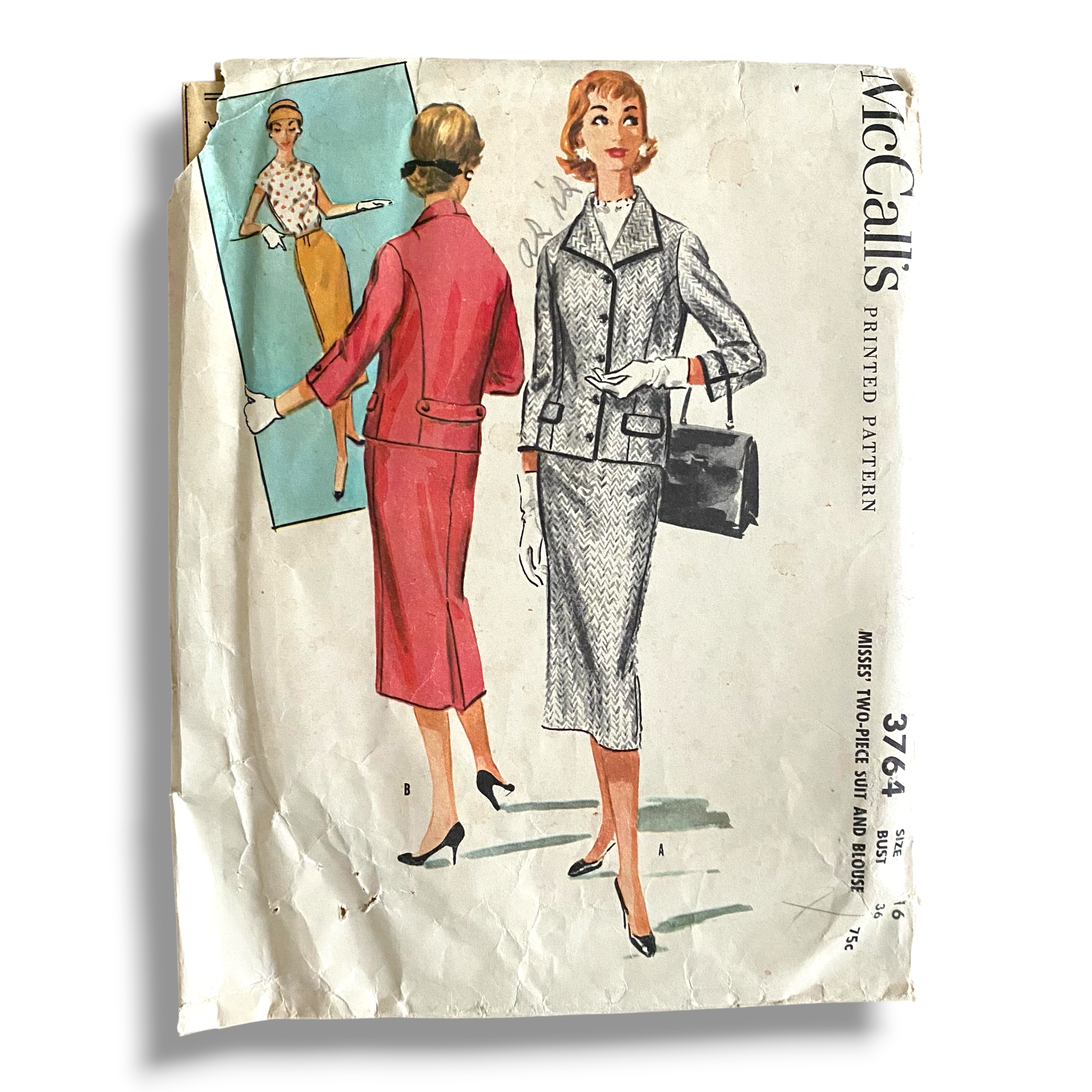 McCalls 3764, 50s Suit & Blouse, Size 16:36, Cut & Complete, Vintage Sewing Pattern1.PNG