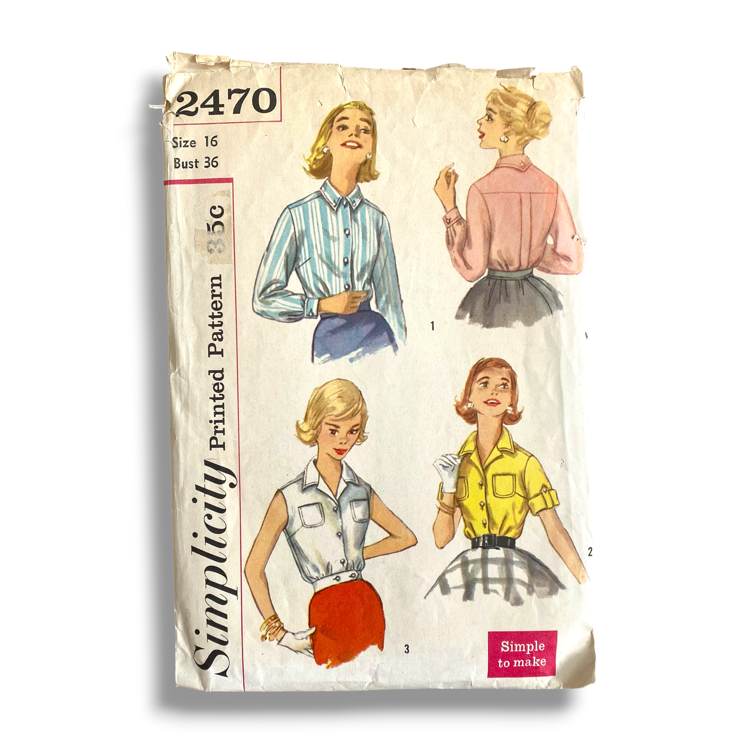 Simplicity 2470, 50s Blouse, Size 16:36, Cut, Vintage Sewing Pattern0.PNG