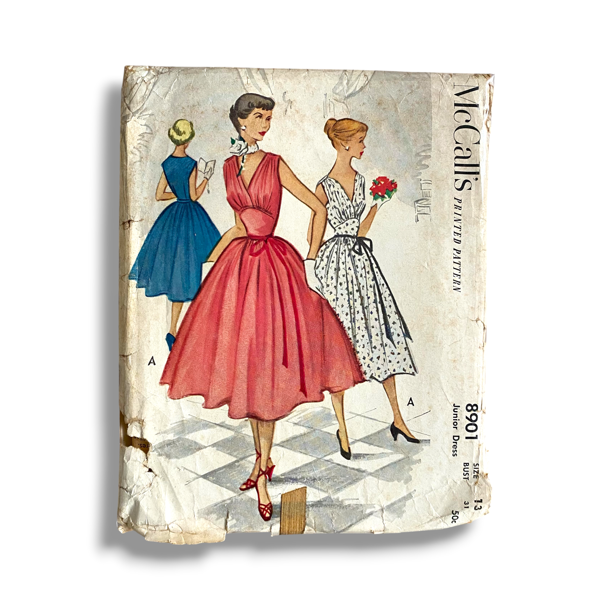 McCalls 8901, 50s Junior Dress, Size 13:31, Cut & Complete, Vintage Sewing Pattern0.PNG