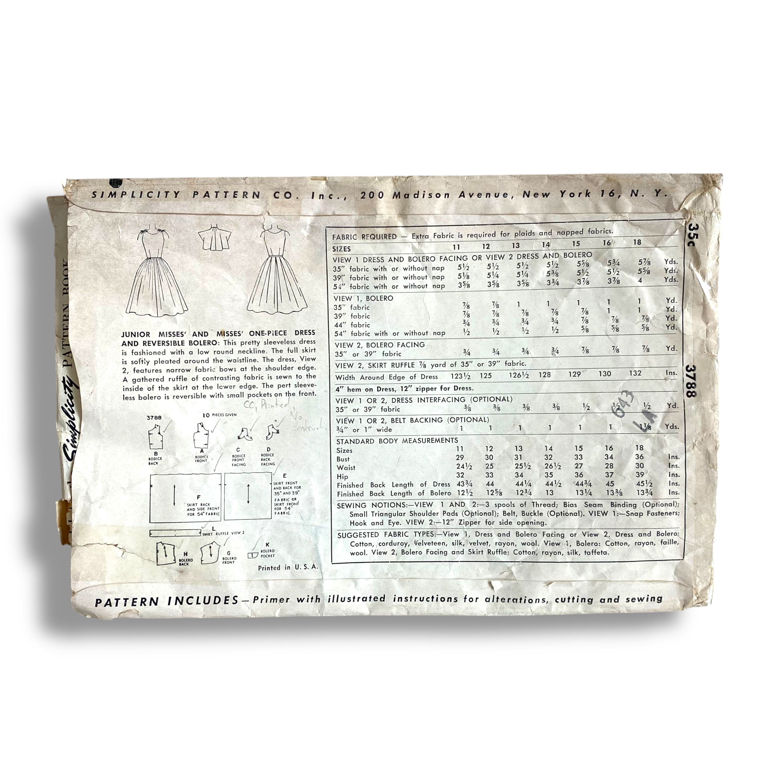 Simplicity 3788, 50s Dress:Bolero, Size 16:34, Cut, Vintage Sewing Pattern2.png