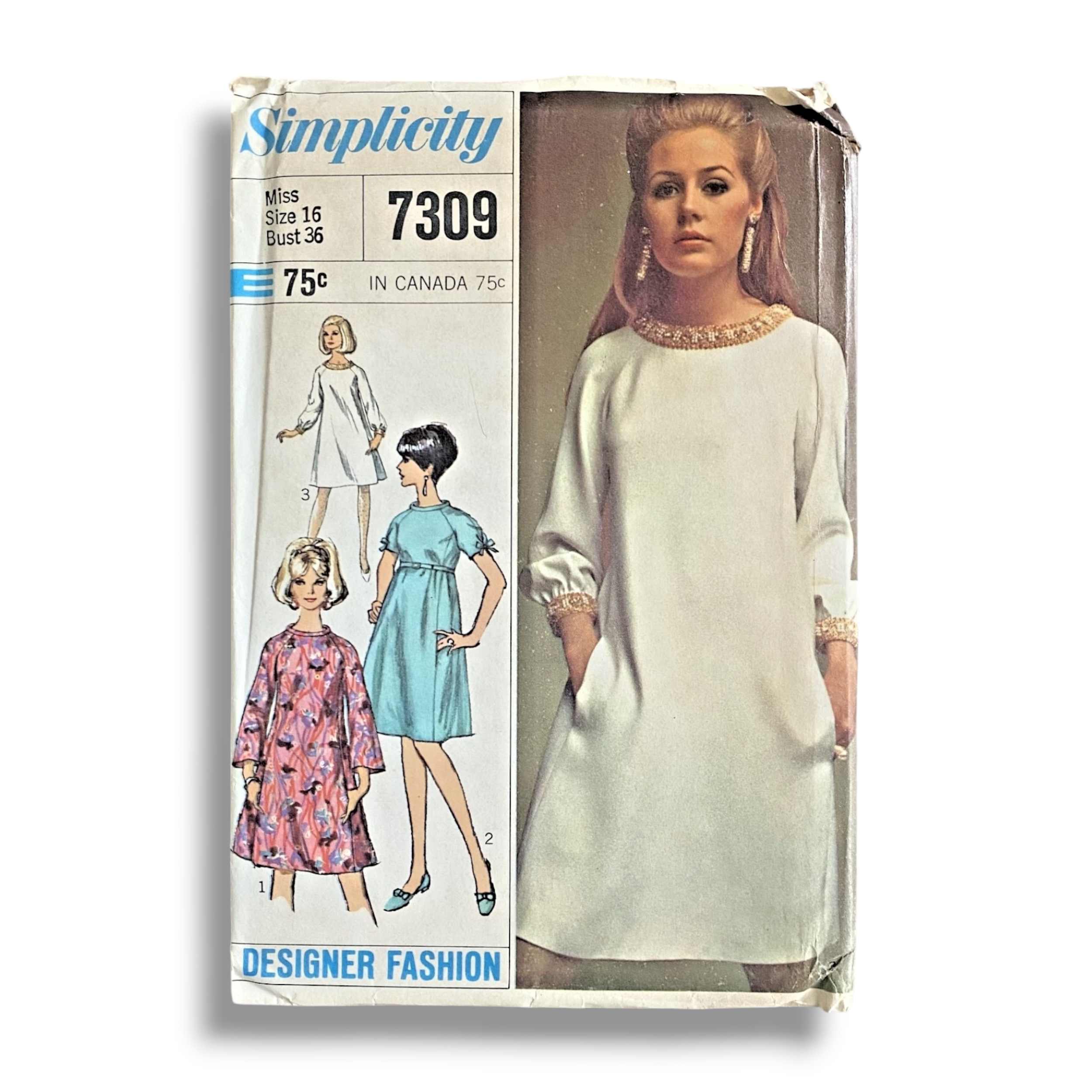 Simplicity 7309, 60s Dress:Pant, Size 16:36, Factory Folded, Vintage Sewing Pattern.PNG