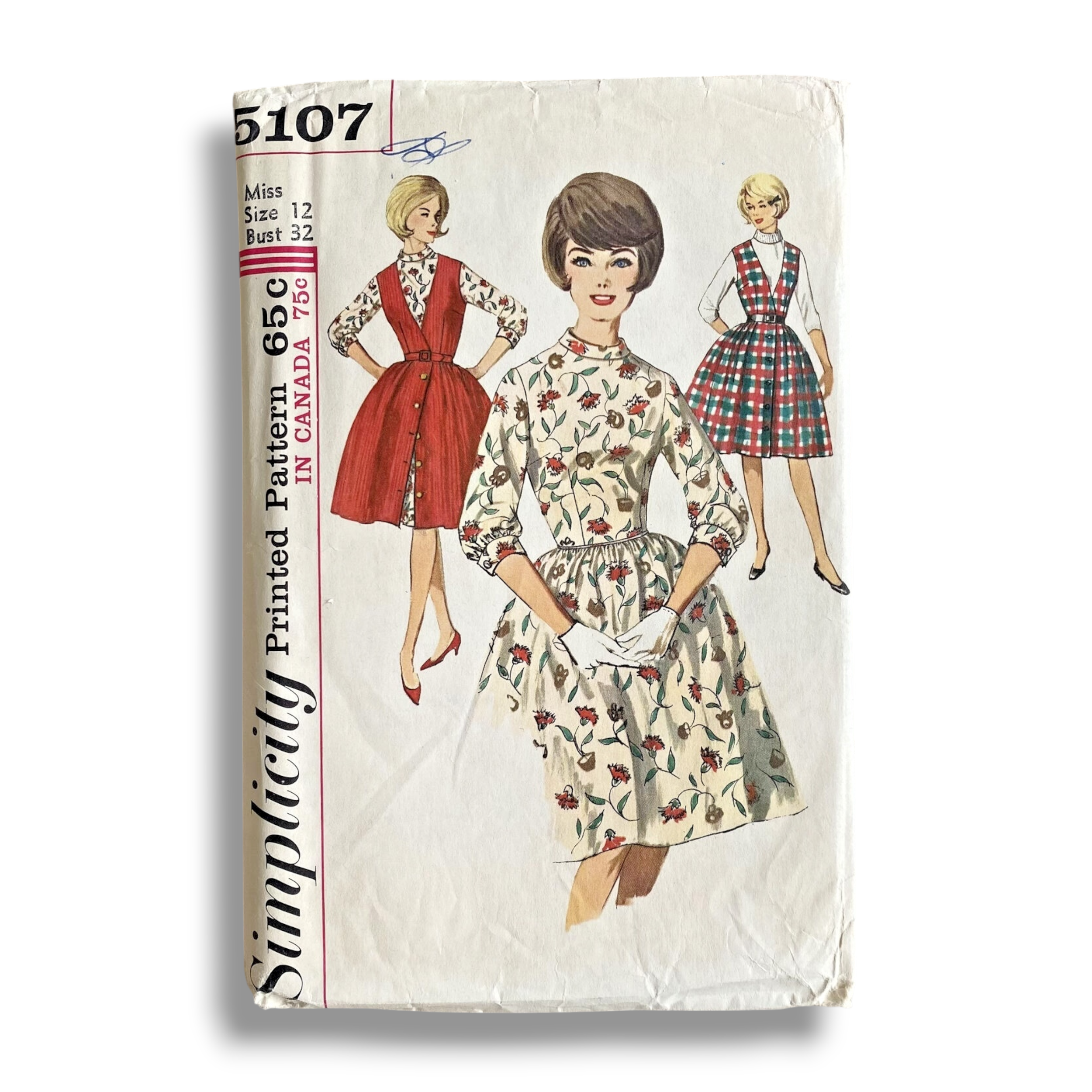 Simplicity 5107, 60s Dress/Jumper, Size 12/32, Cut & Complete, Vintage Sewing Pattern