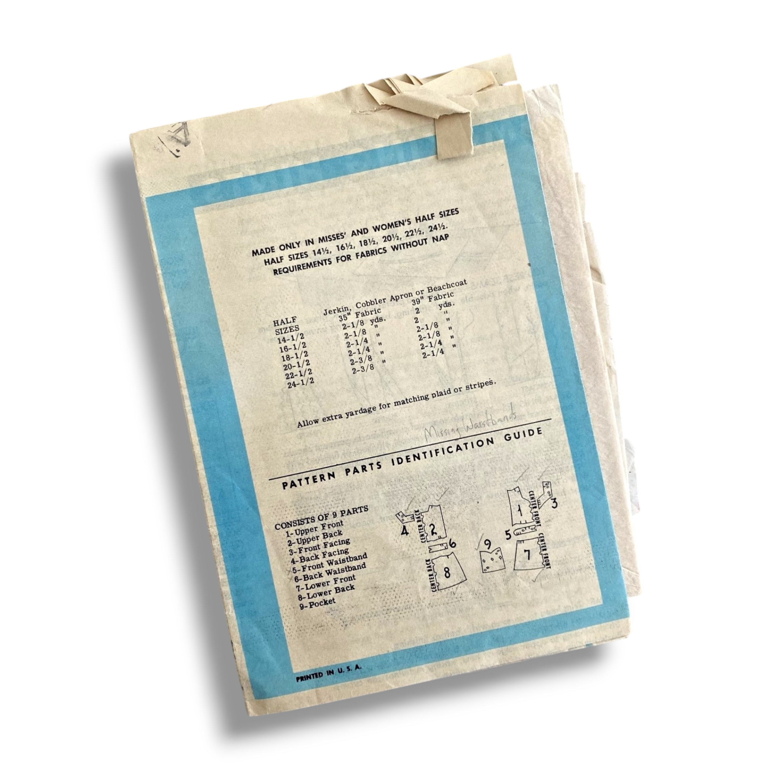 Marian Martin 9066, 50s Apron, Size 14.5, Cut & Incomplete, Vintage Sewing Pattern1.PNG