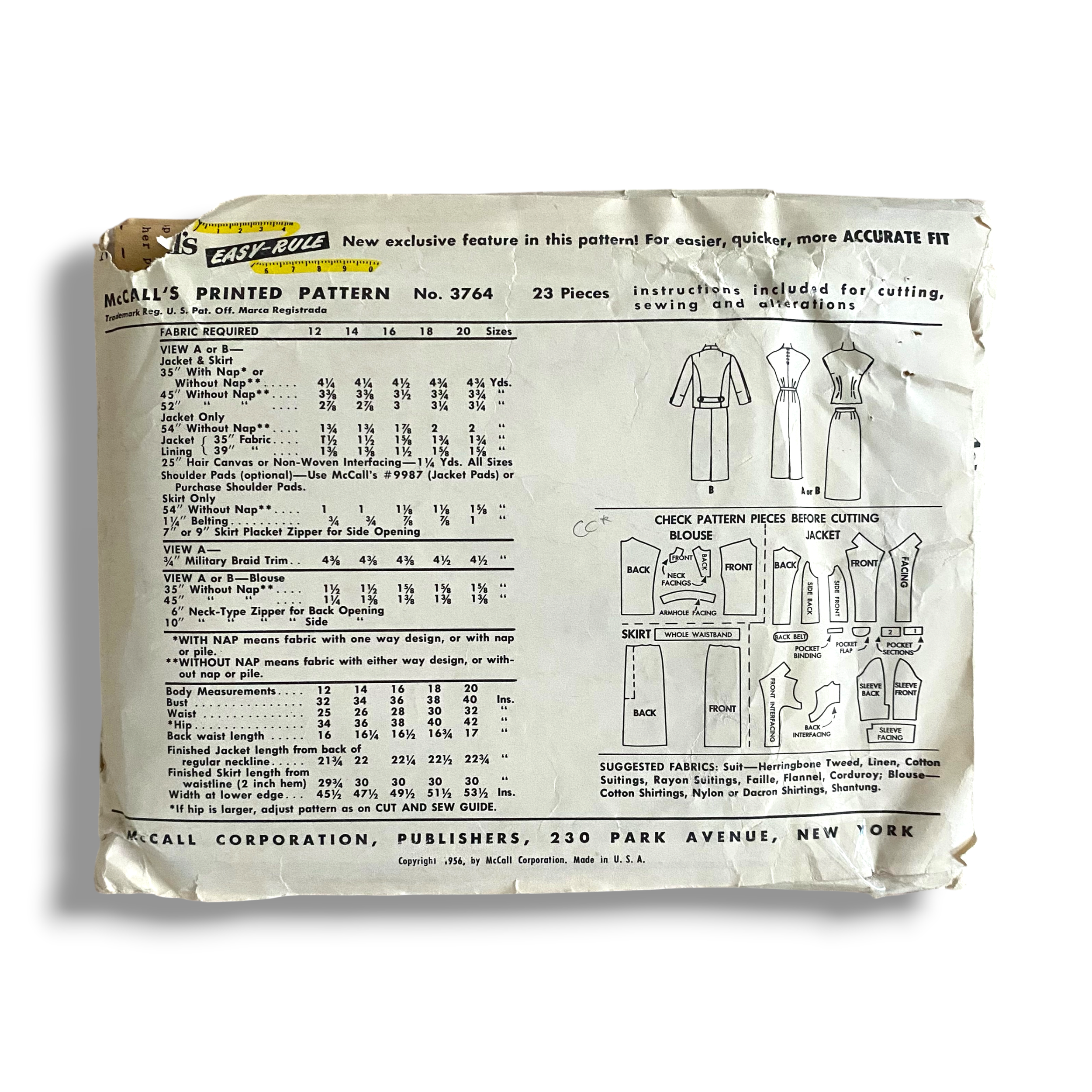 McCalls 3764, 50s Suit & Blouse, Size 16:36, Cut & Complete, Vintage Sewing Pattern0.PNG