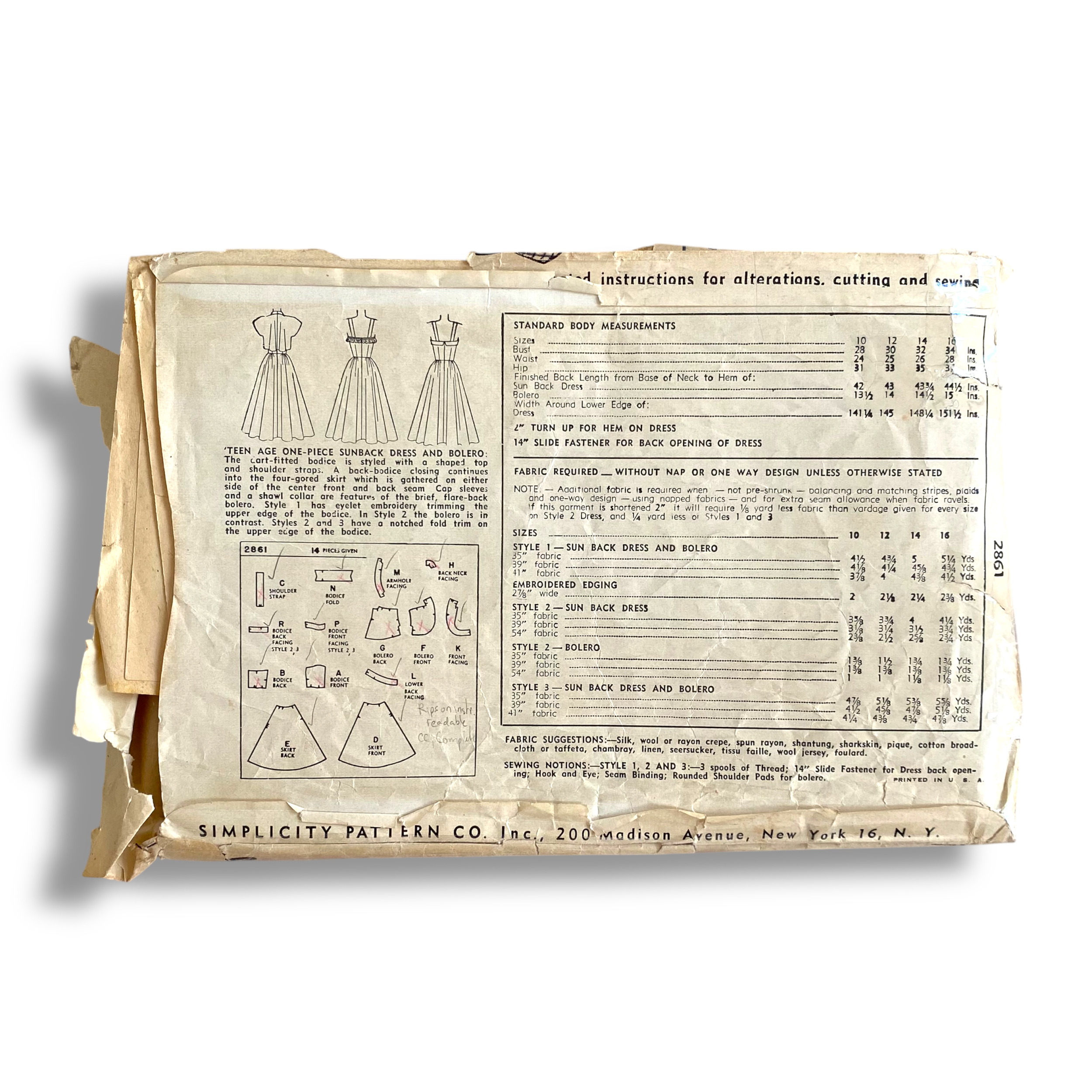 Simplicity 2861, 40s Dress:Bolero, Size 16:34, Cut, Vintage Sewing Pattern2.png