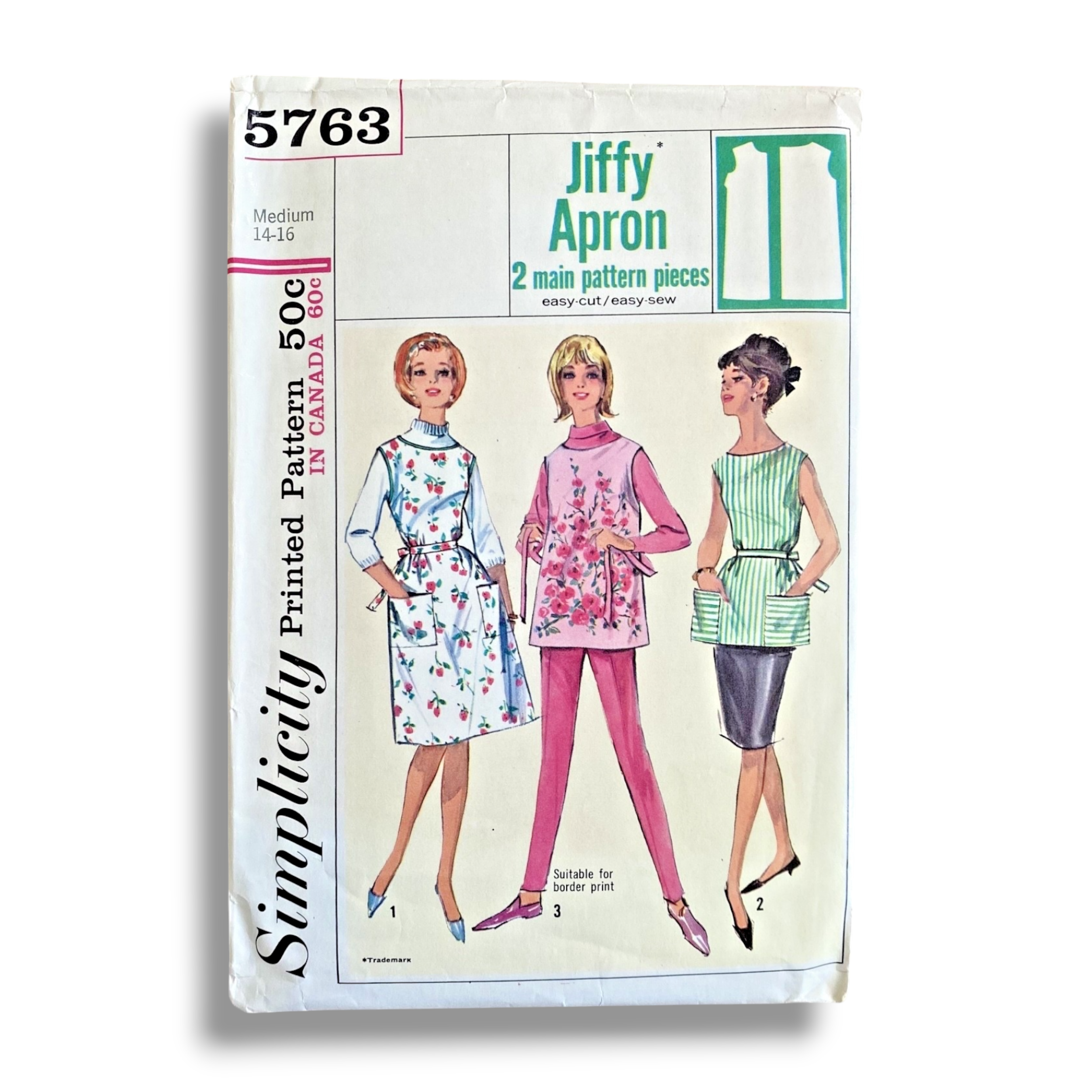 Simplicity 5763, 60s Apron, Medium 14-16, Cut & Complete, Vintage Sewing Pattern.PNG