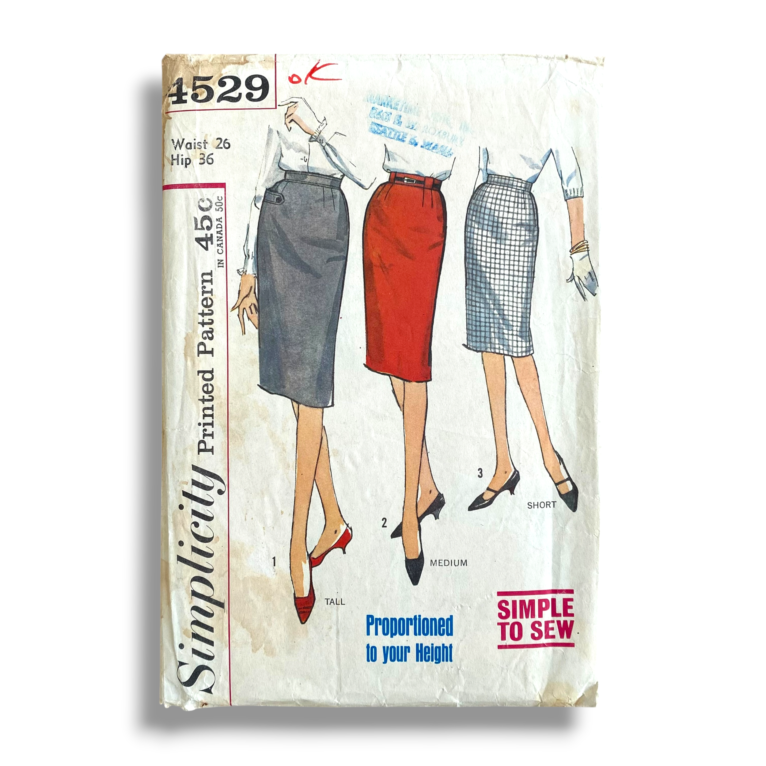 Simplicity 4529, 50s Proportioned Skirt, W26:H36, Cut & Complete, Vintage Sewing Pattern0.PNG