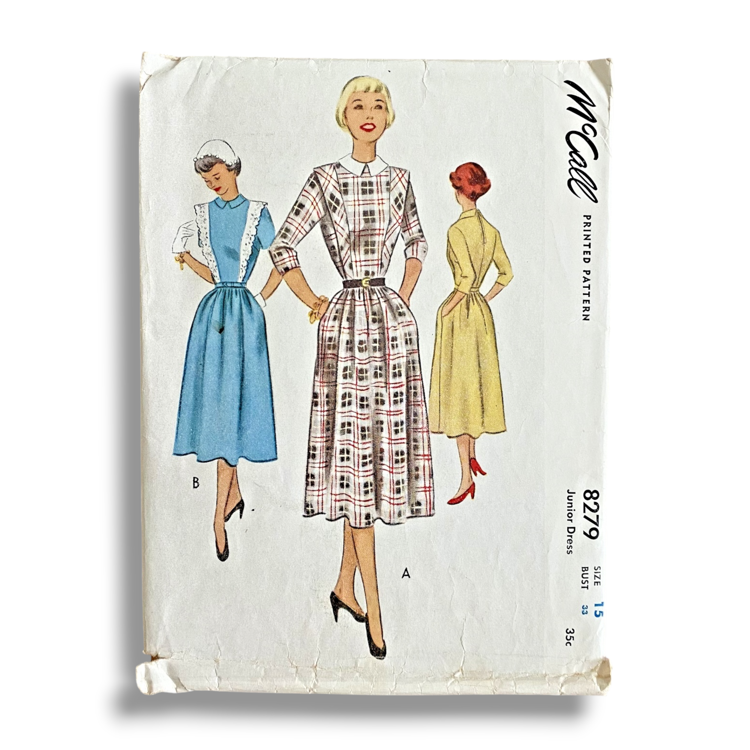 McCall 8279, 50s Dress, Size 15J:32, Cut & Complete, Vintage Sewing Pattern.PNG