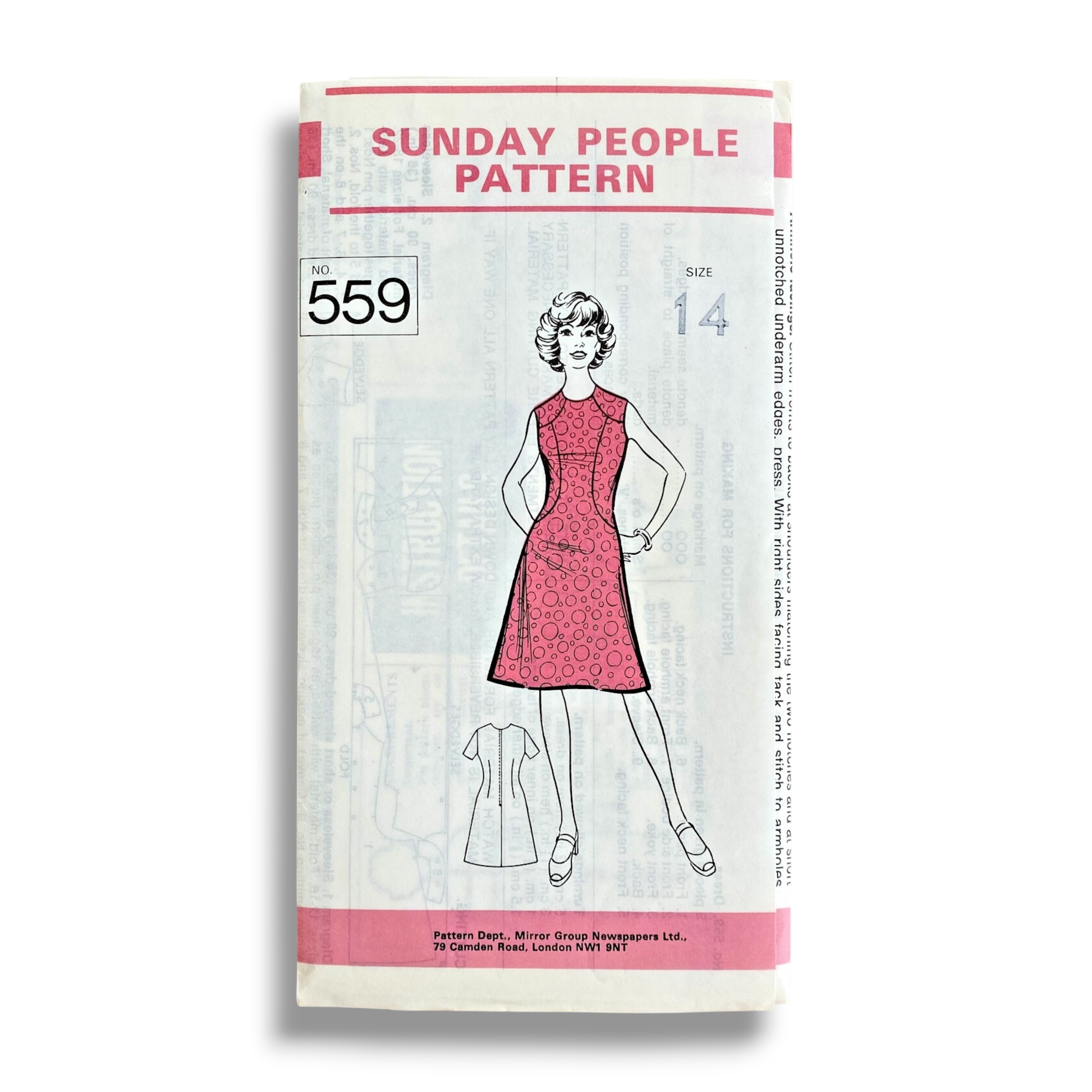 The People 559, 60s Dress, Size 14, Cut & Complete, Vintage Sewing Pattern
