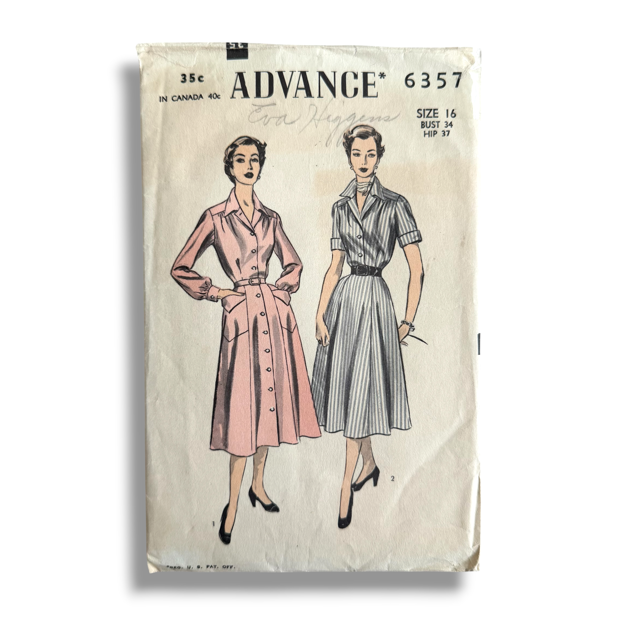 Advance 6357, 50s Dress, Size 16, Bust 34, Hip 37, Cut & Complete, Vintage Sewing Pattern