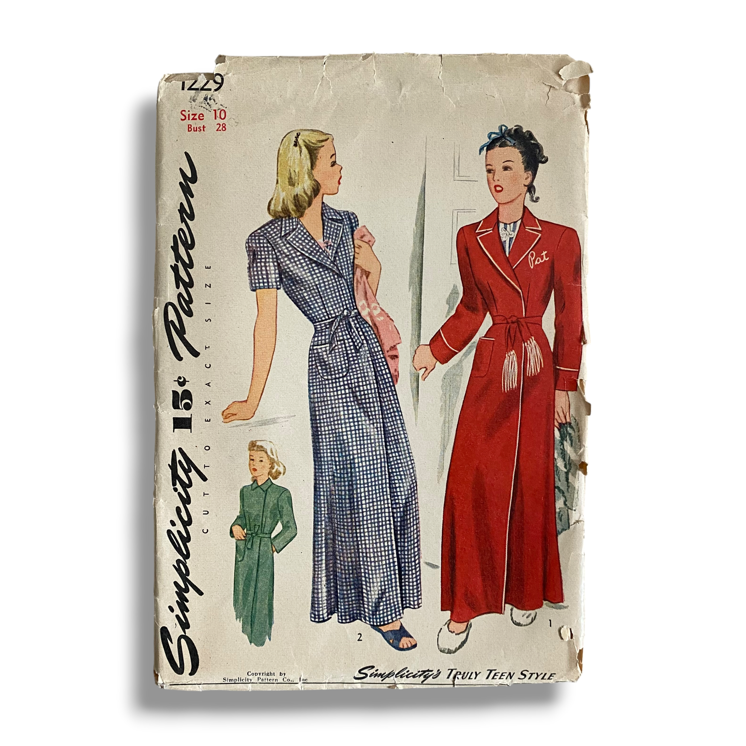 Simplicity 1229, 40s Robe, Size 10/28, Factory Folded, Vintage Sewing Pattern