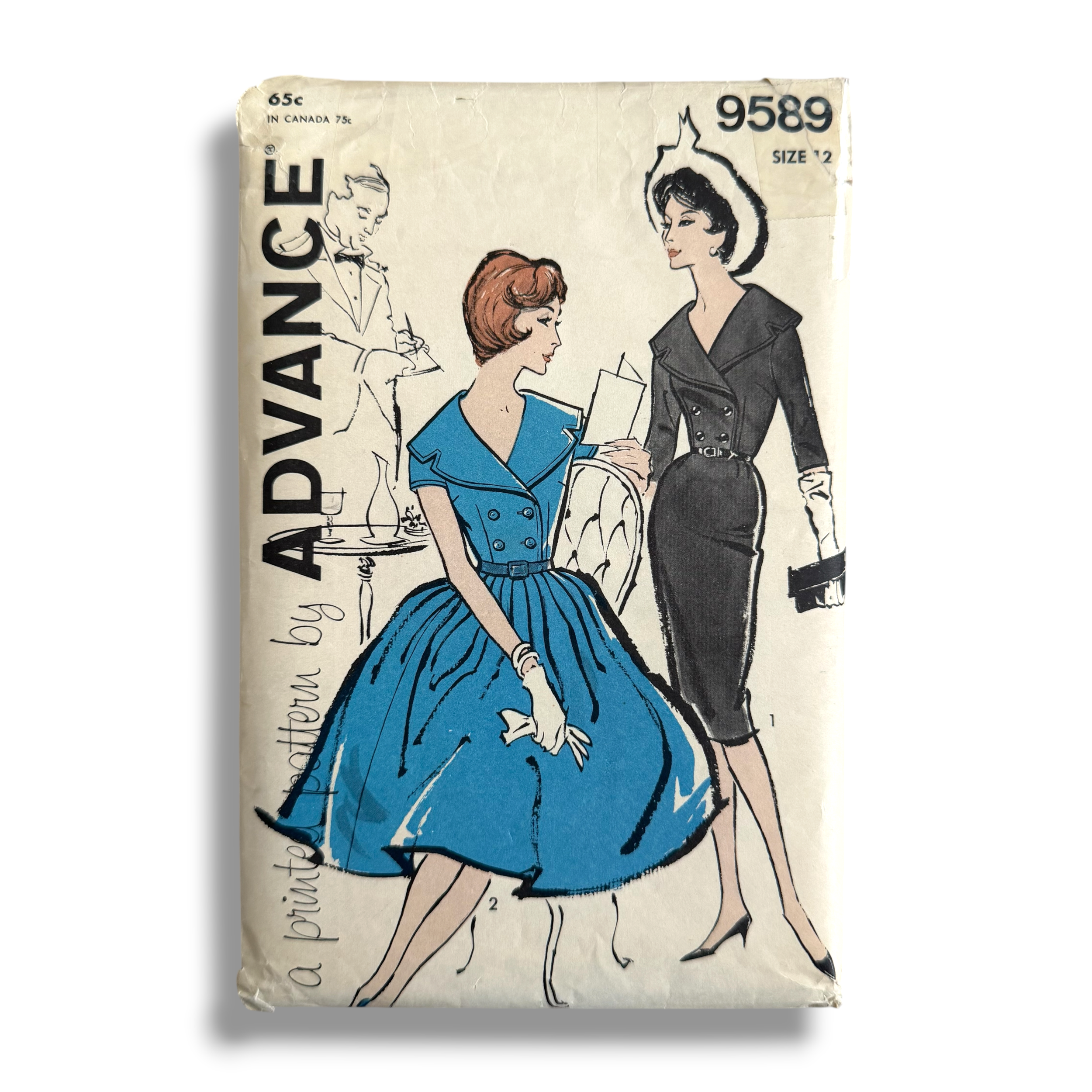 Advance 9589, 60s Two Skirt Dress, Size 12/32, Uncut & Unused, Vintage Sewing Pattern