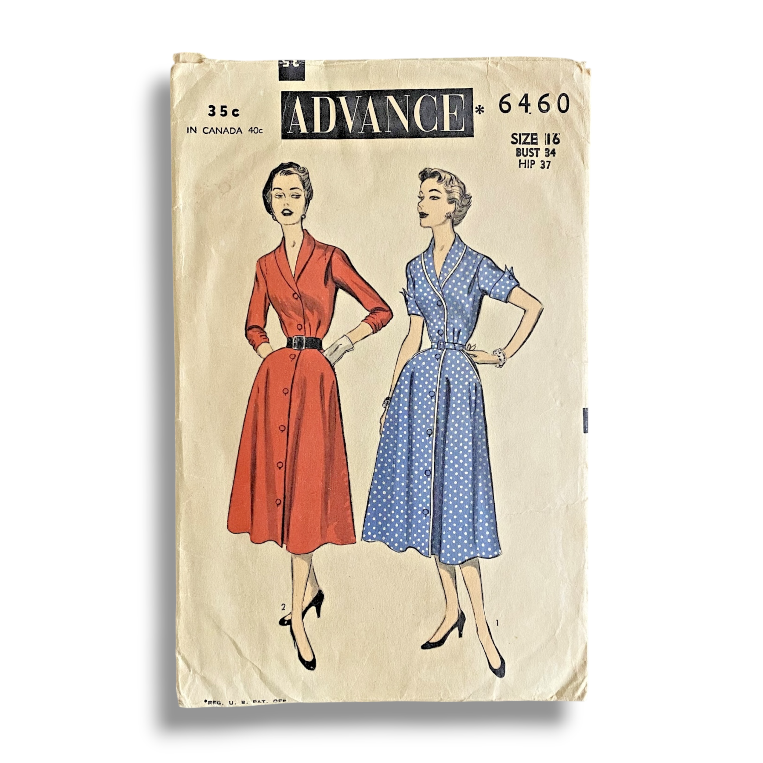 Advance 6460, 50s Dress, Size 16/34, Cut & Complete, Vintage Sewing Pattern