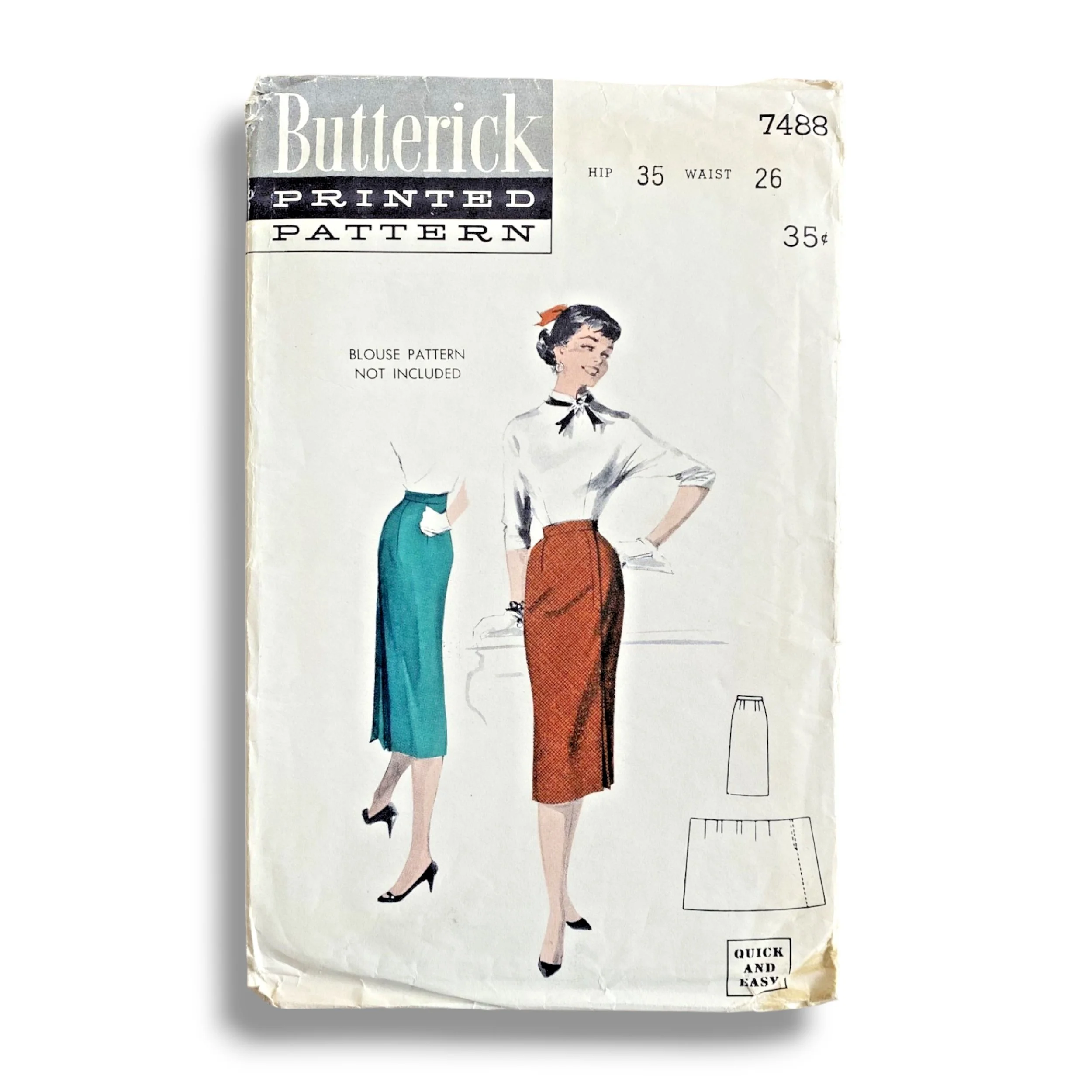 Butterick 7488, 50s Skirt, Size H35:W26, Factory Folded, Vintage Sewing Pattern.jpg