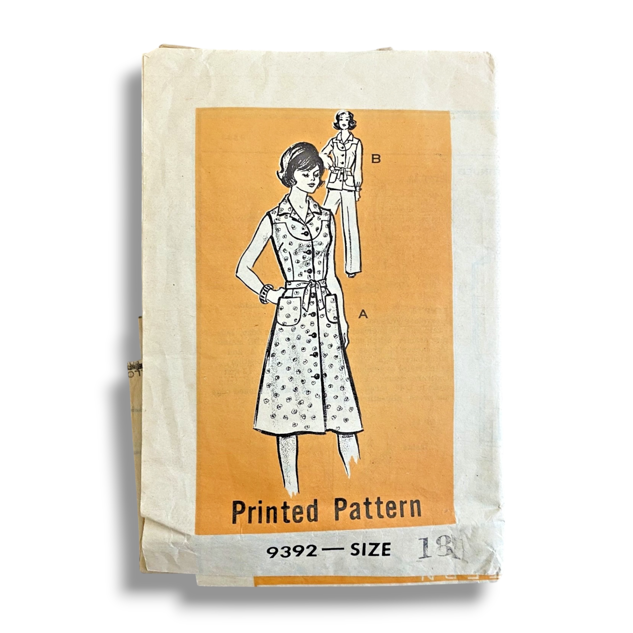 Mail Order 9392, 70s Dress/Jacket, Size 18/40, Cut, Vintage Sewing Pattern
