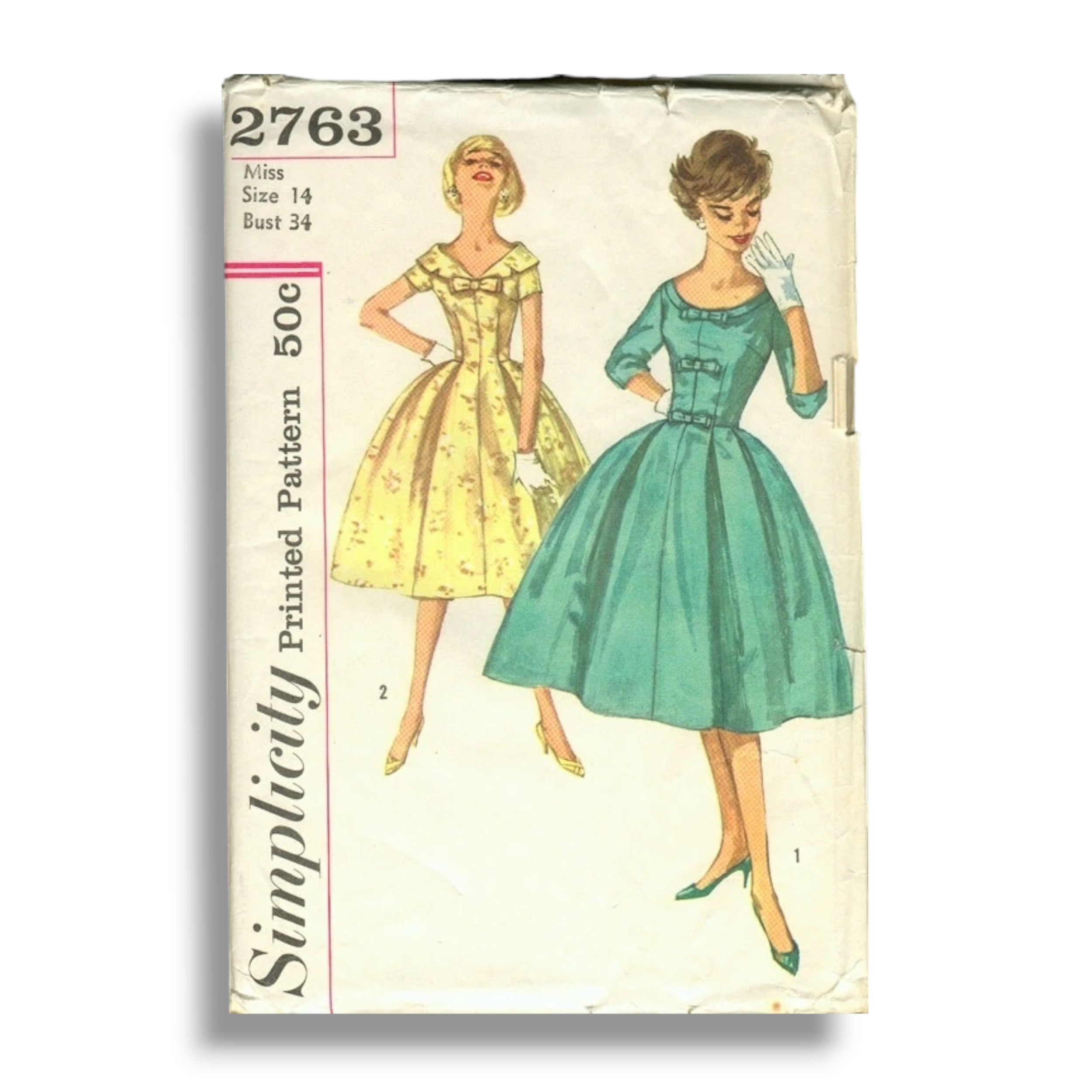 Simplicity 2763, 50s Dress, Size 14:34, Cut & Complete, Vintage Sewing Pattern2.PNG