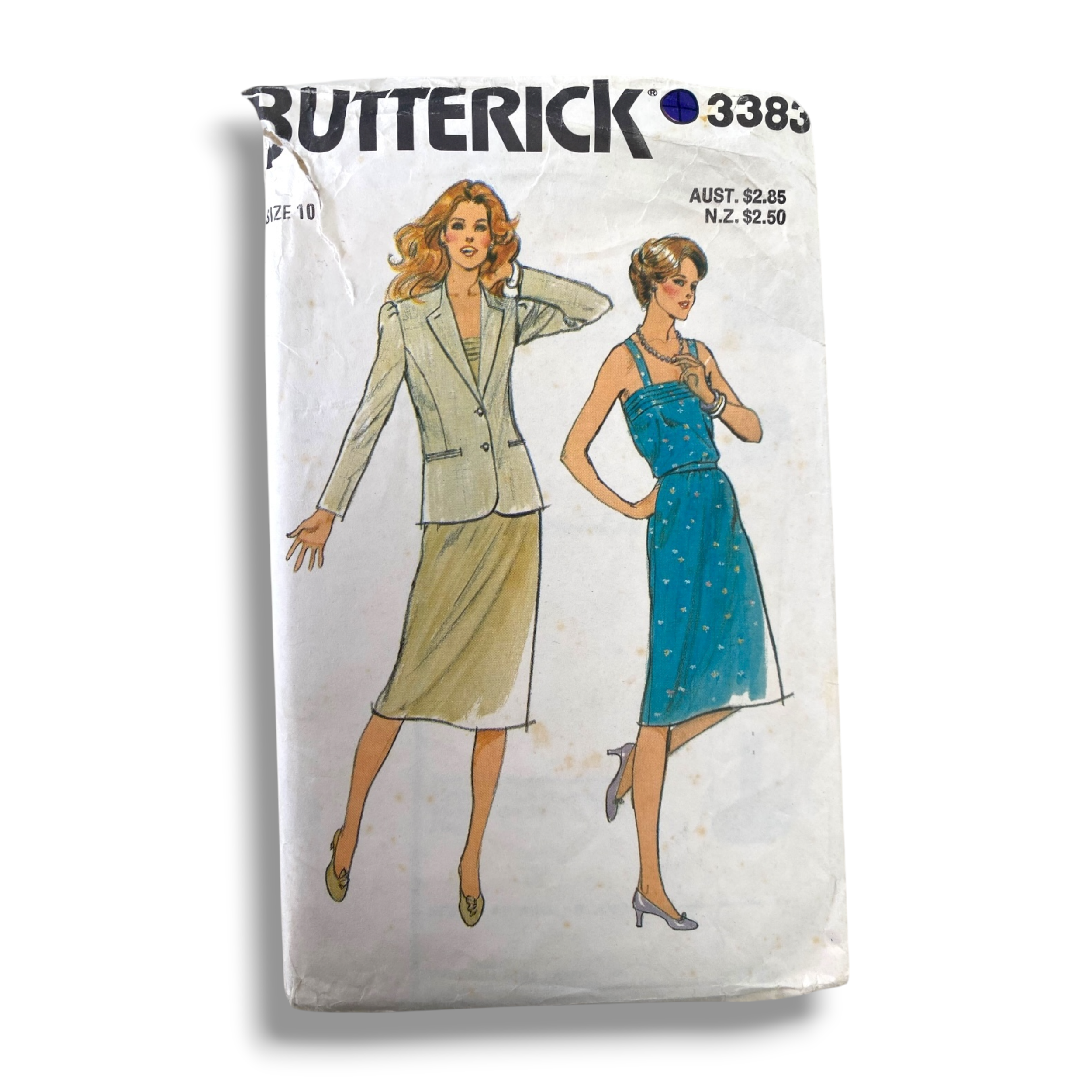 Butterick 3383, 80s Dress & Jacket, Size 10/32.5, Unchecked, Vintage Sewing Pattern